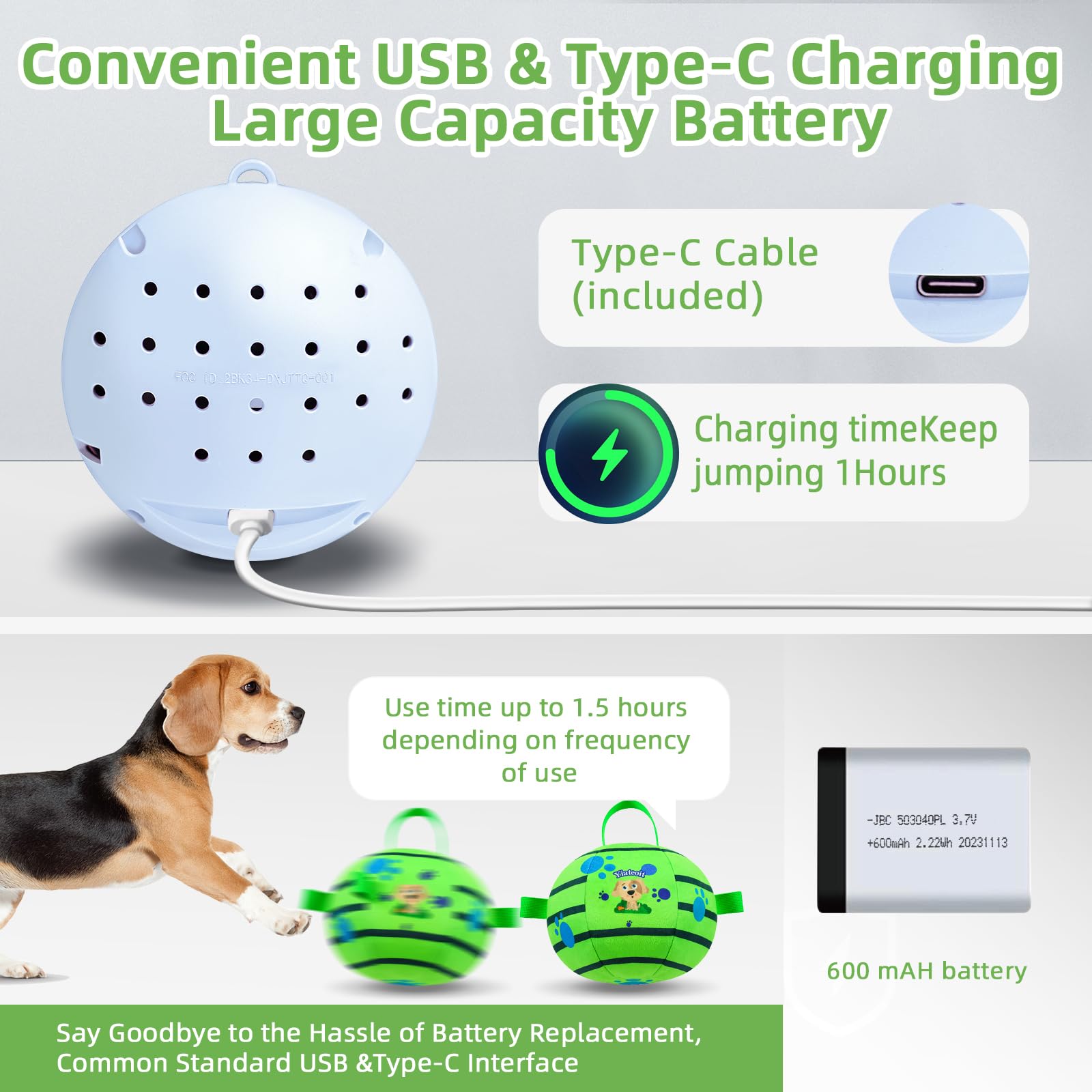 Yiateoit Interactive Dog Toys,Remote Control Dog Balls With Jumping, Rolling & Moving Functions - Includes A Vibrating Dog Ball