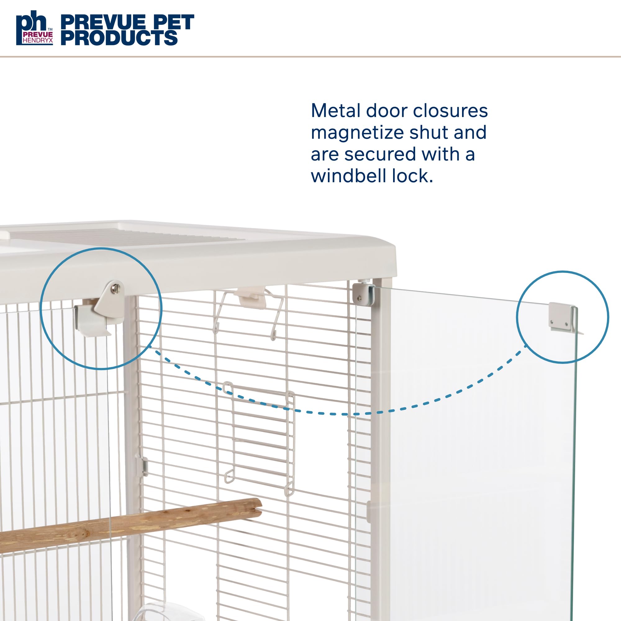 PH Prevue Hendryx Clear View Glass Bird Cage for Small Birds - 23.5" L x 16.5" W x 21.75" H - White Frame Model 224