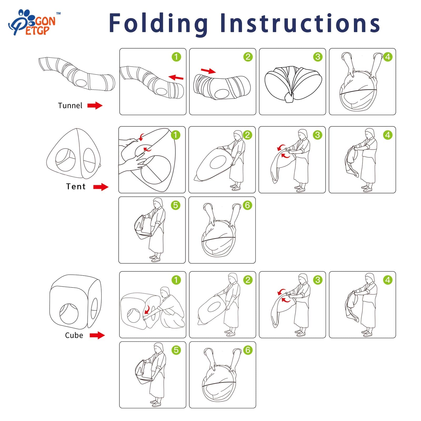 Gonpetgp Cat Tunnels For Indoor Cats With Cube Tent Toys Combo, Pop Up Collapsible Crinkle Interactive Peek Hole, Cat Tube With Play Ball And Bell For Kitten, Puppy, Kitty, Rabbit - Set Of 3