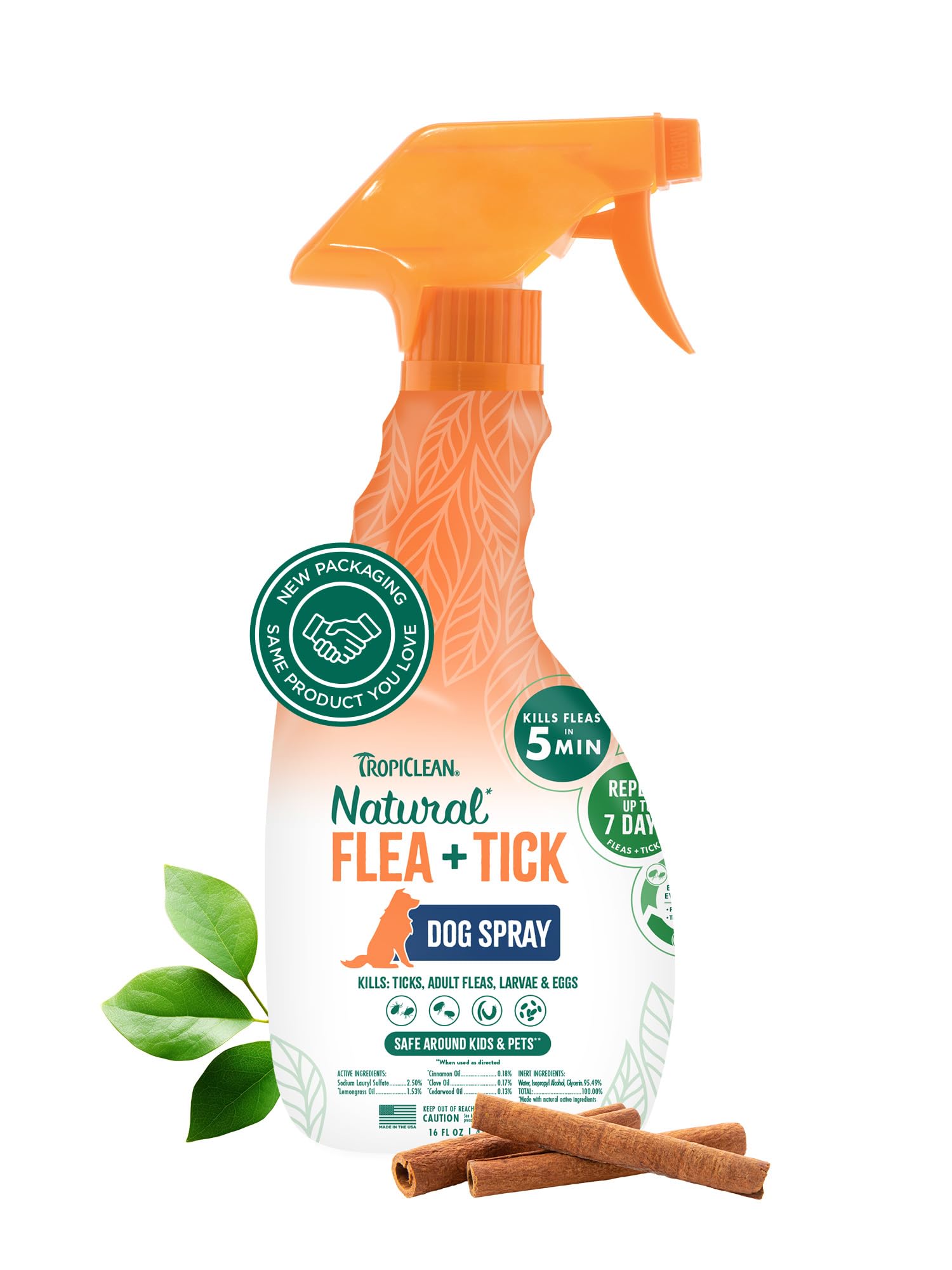 TropiClean Natural Maximum Strength Flea and Tick Spray for Dogs, 16oz