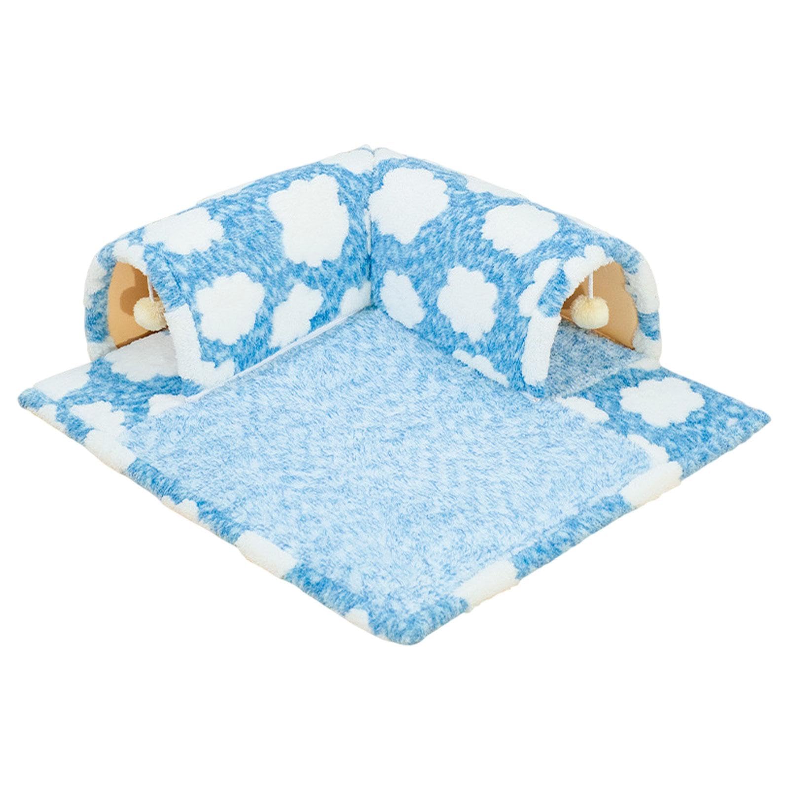 The Style Sutra Pet Cat Tunnel Bed With Playing Ball Toy For Pet Supplies Kitten Indoor Cats L Size Blue|Pet Supplies | Cat Supp