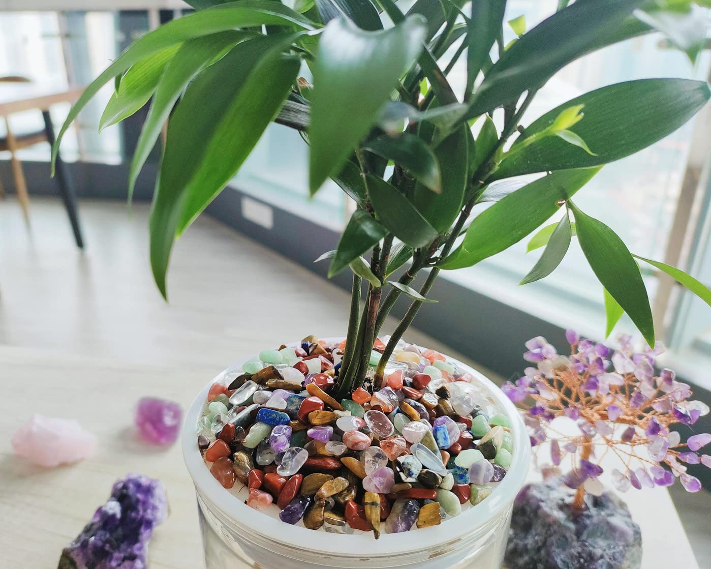 ZHIYUXI Chakra Crystal Vase Filler Crystal Chips Stone for Decoration Succulent Plants Vase Fish Tank Gravel Crushed Crystals Ch