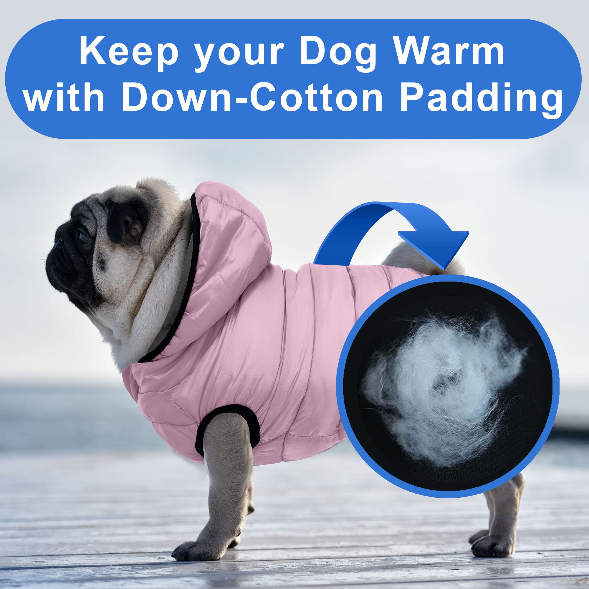 Pawtitas Reversible Dog Windproof Jacket | Water Resistant | Dog Coat For Winter To Keep Your Puppy Warm For Cold Weather Jacket | Purple - Grey Up Dog Vest For Large Breed Dogs - Pouch Included