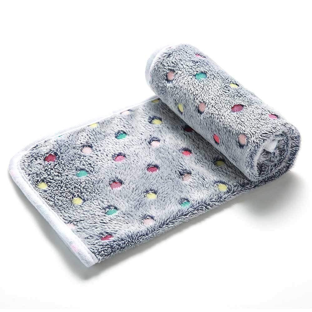 1 Pack 3 Blankets Super Soft Cute Dot Pattern Pet Blanket Flannel Throw For Dog Puppy Cat Blue/Purple/Grey Small