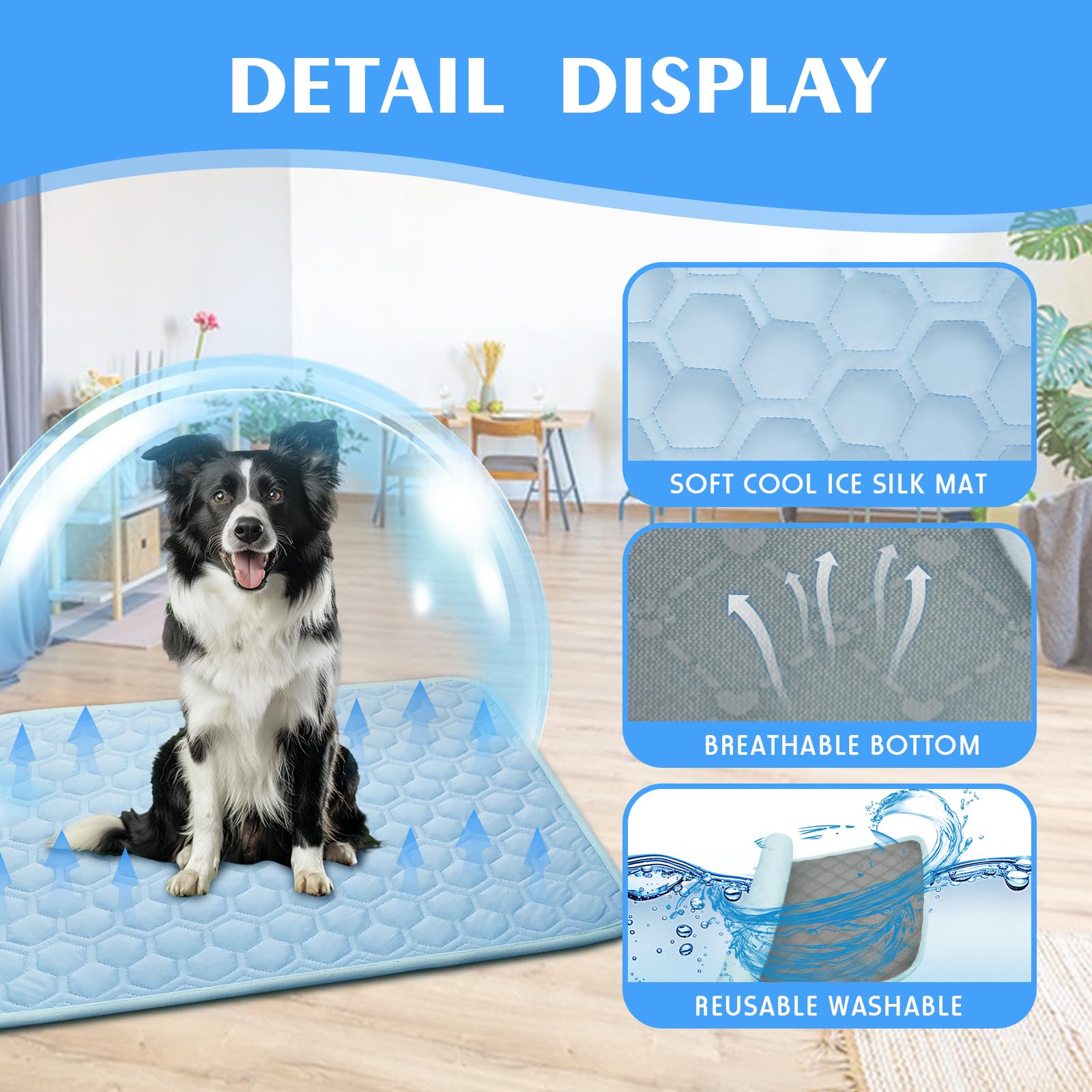 Xinchangshangmao Upgrade Dog Cooling Mat, Pet Dog Self Cooling Pad, Ice Silk Washable Cooling Mat For Dogs Cats Kennels Crates B