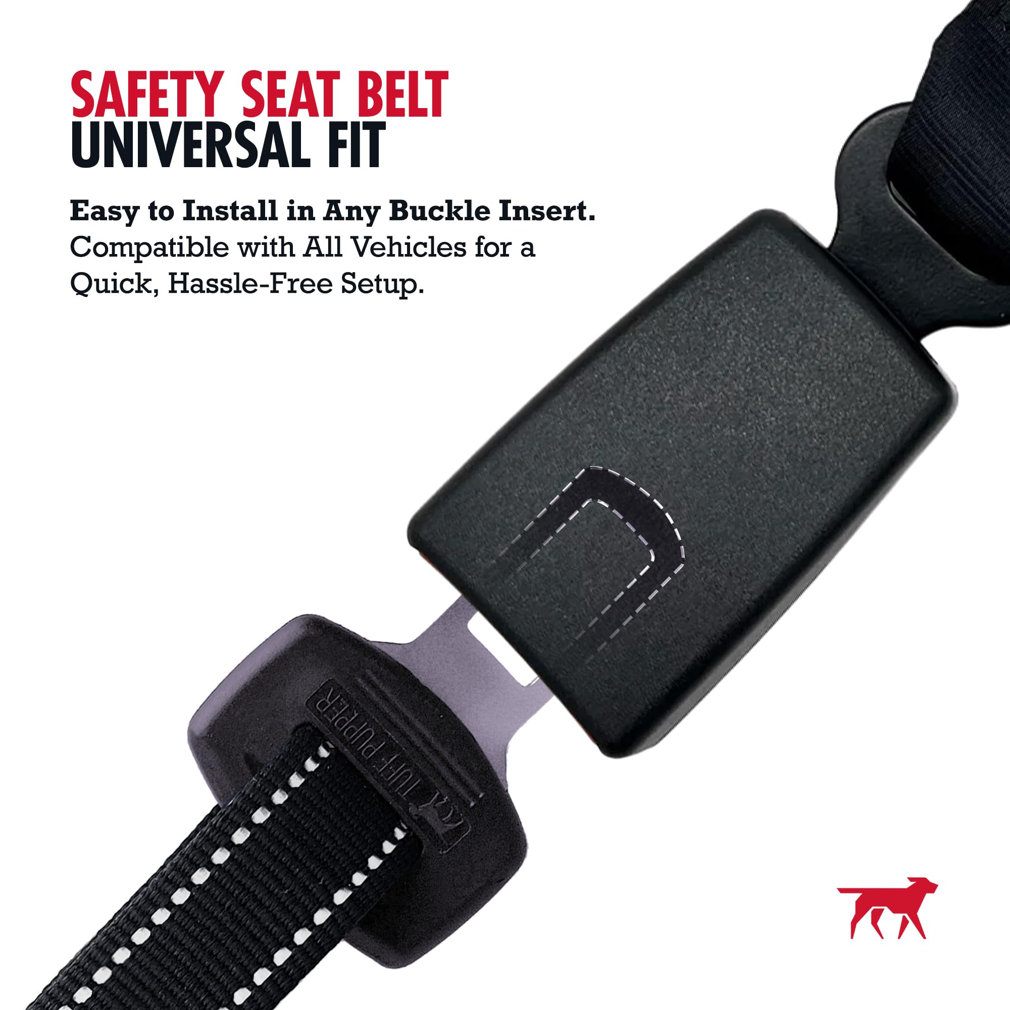 Tuff Pupper Dog Seat Belt | Adjustable Length Dog Seatbelt Restraint | Tangle-Free Locking Carabiner | Shock-Absorbing Bungee |
