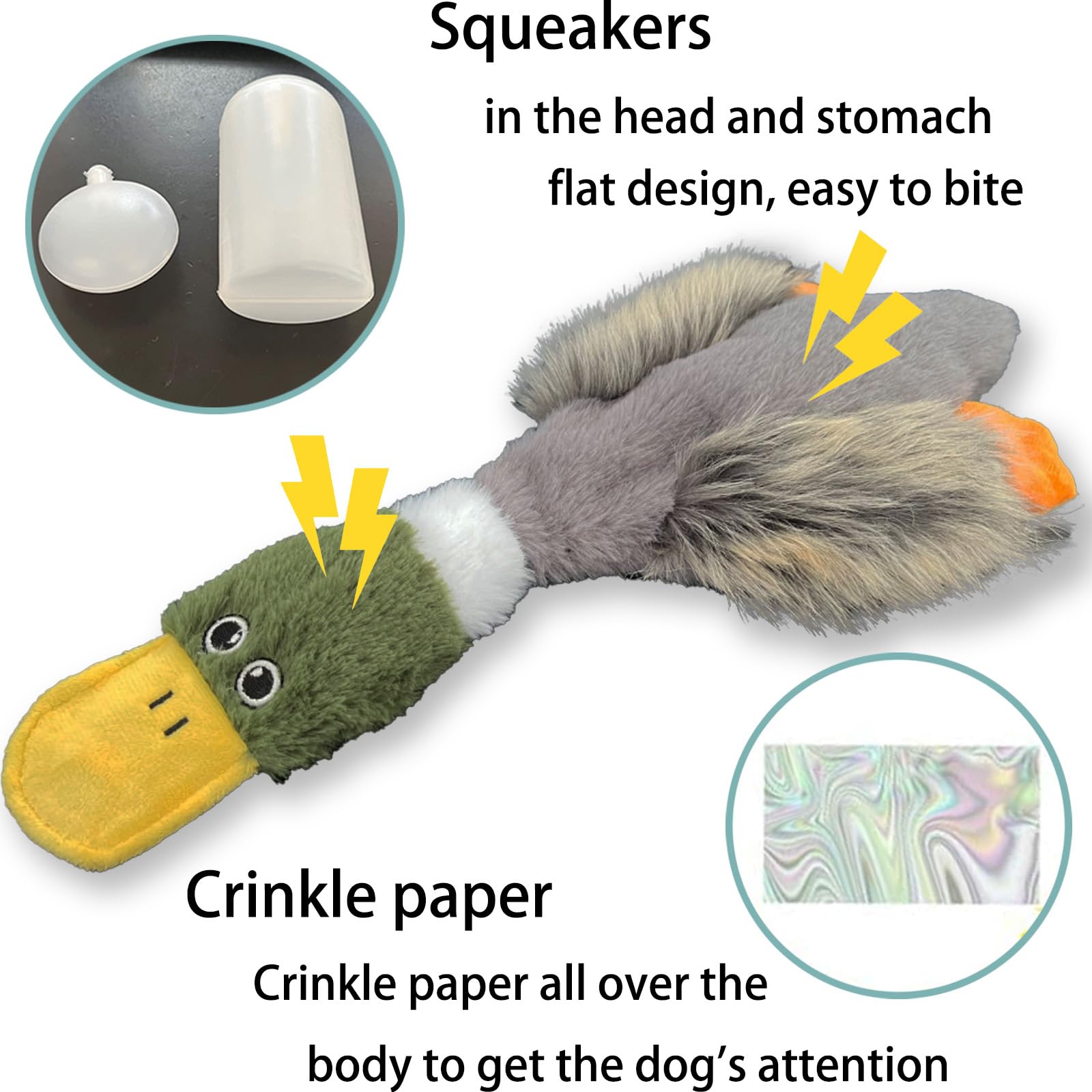 Aimeting No Stuffing Toys 3 Pack, Squeaky Dog Toys For Large Dogs, Plush Toys For Aggressive Chewers, Indestructible Crinkle Pap