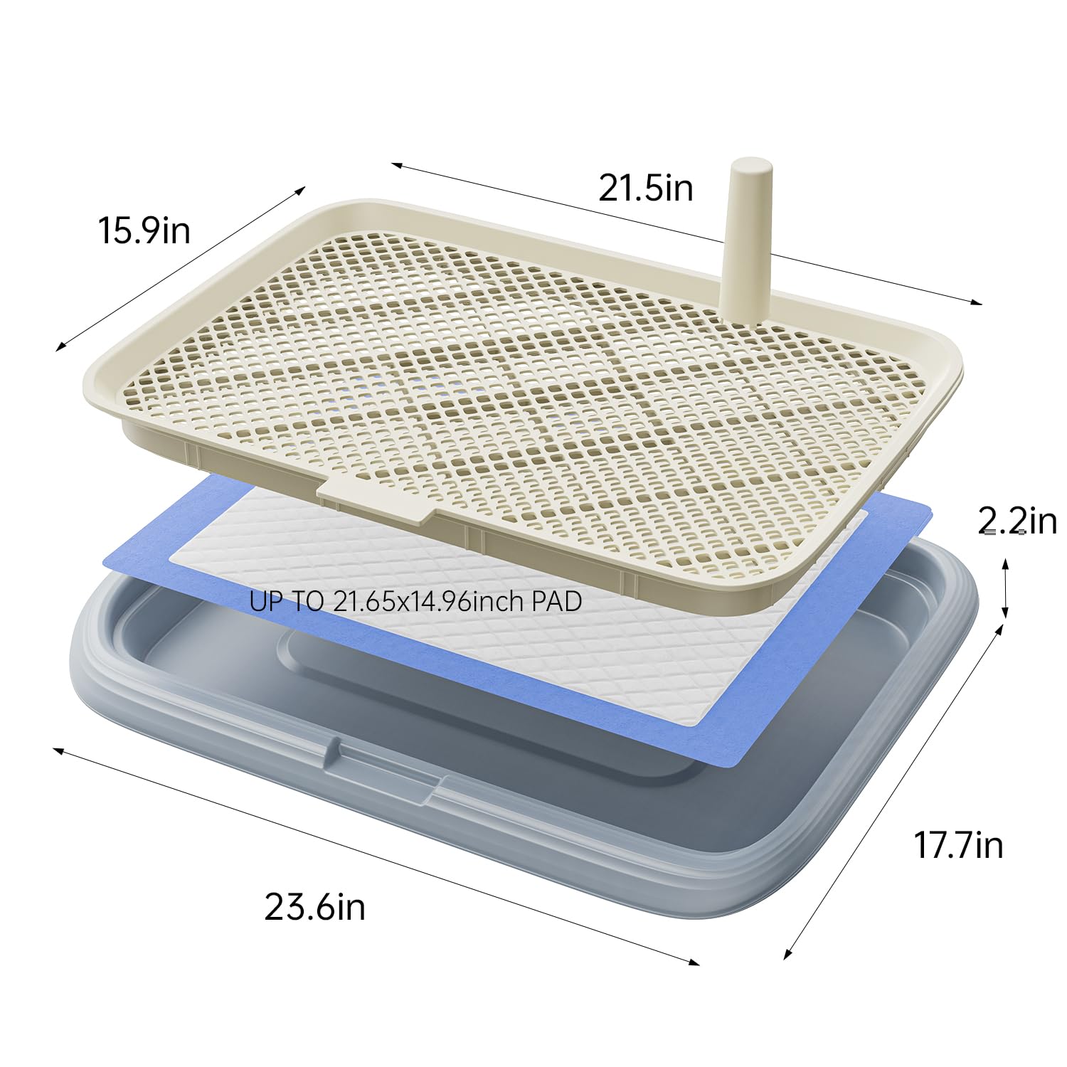 Kola Panda Large 23.6''X17.7'' Dog Potty Tray, Indoor Pet Pee Pad Holder With Mesh Floor,Bathroom Dog Litter Box, Pet Toilet (Bl