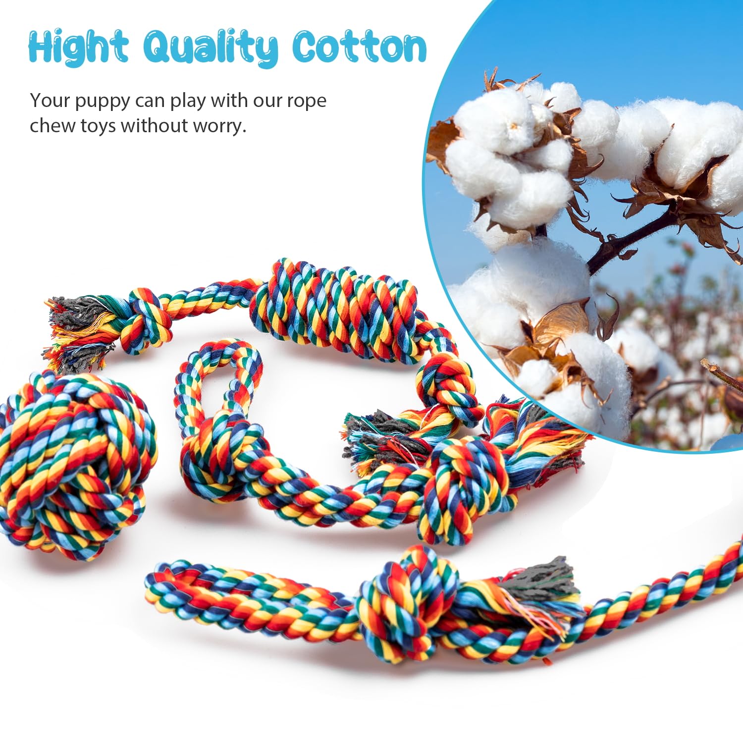 Depets Dog Rope Toy, 4Pcs Assorted Puppy Chew Toy Pack, Durable Rope Knot Dog Toy, Puppy Teething Playing Toys For Small Dogs Pu