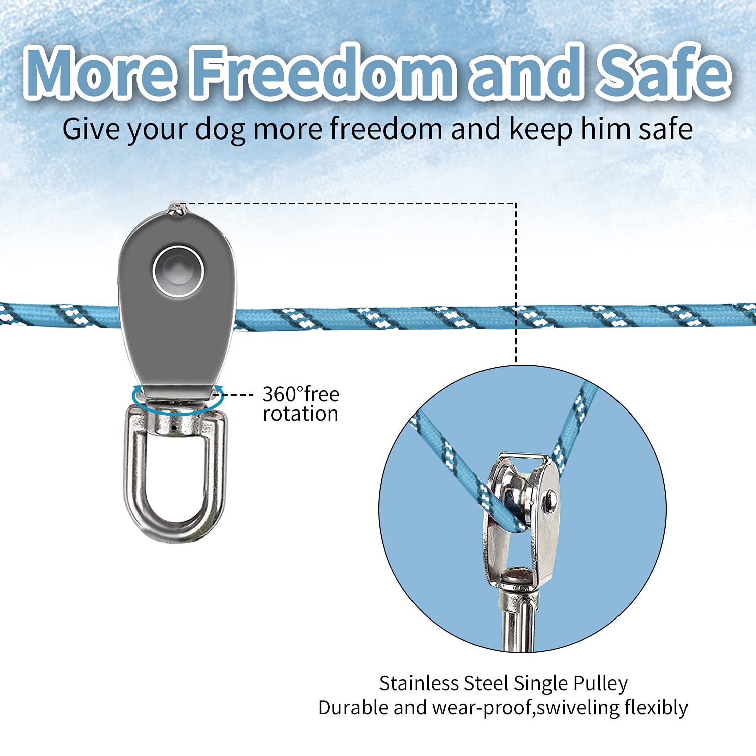 Dog Runner For Yard With Trolley Camping Line Dogs Run Cable Dog Zipline For Backyard