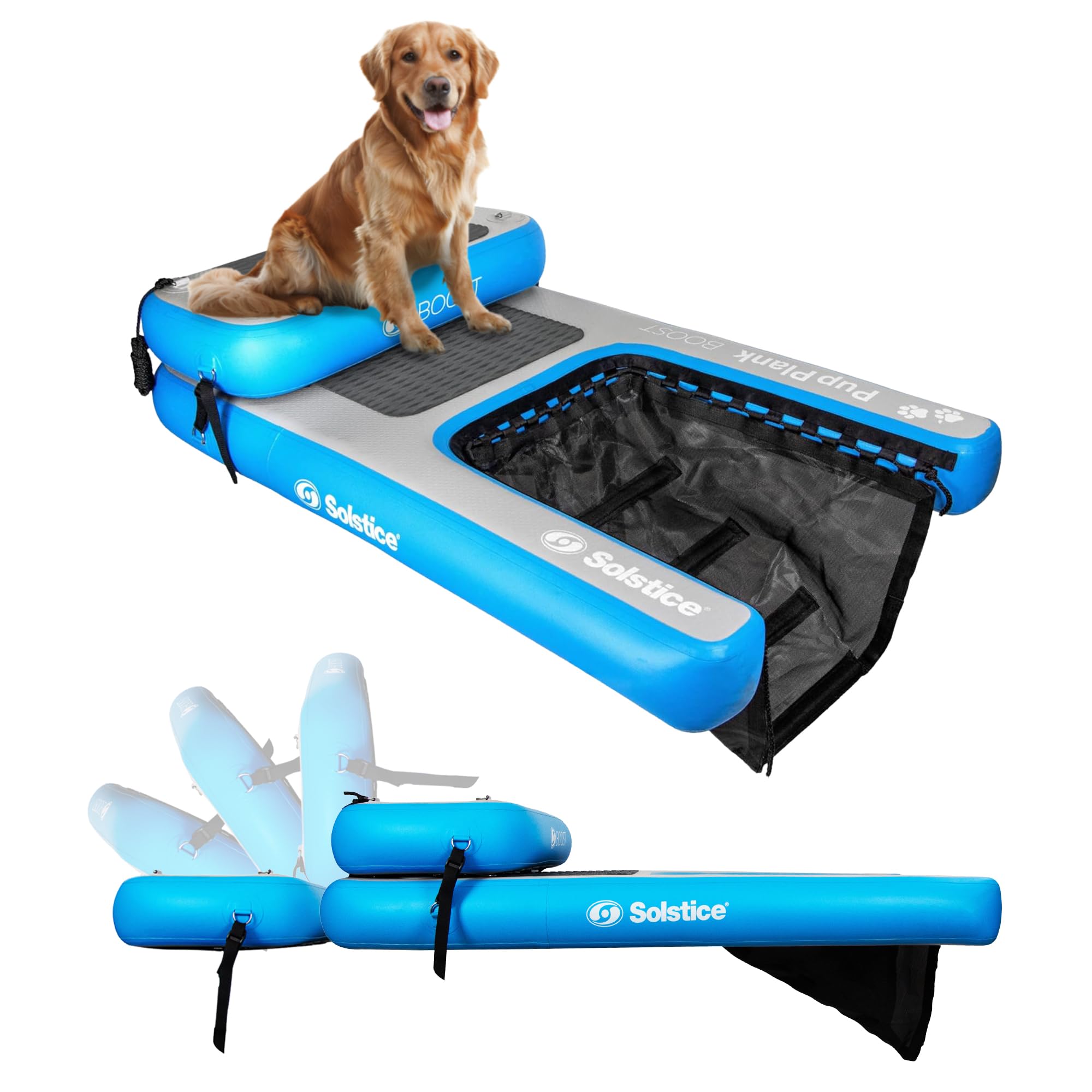 SOLSTICE Inflatable Pup Plank, Dog Water Ramp for Boats & Docks, Boost Step, 220 lb Capacity - Floating Platform for Pets for La