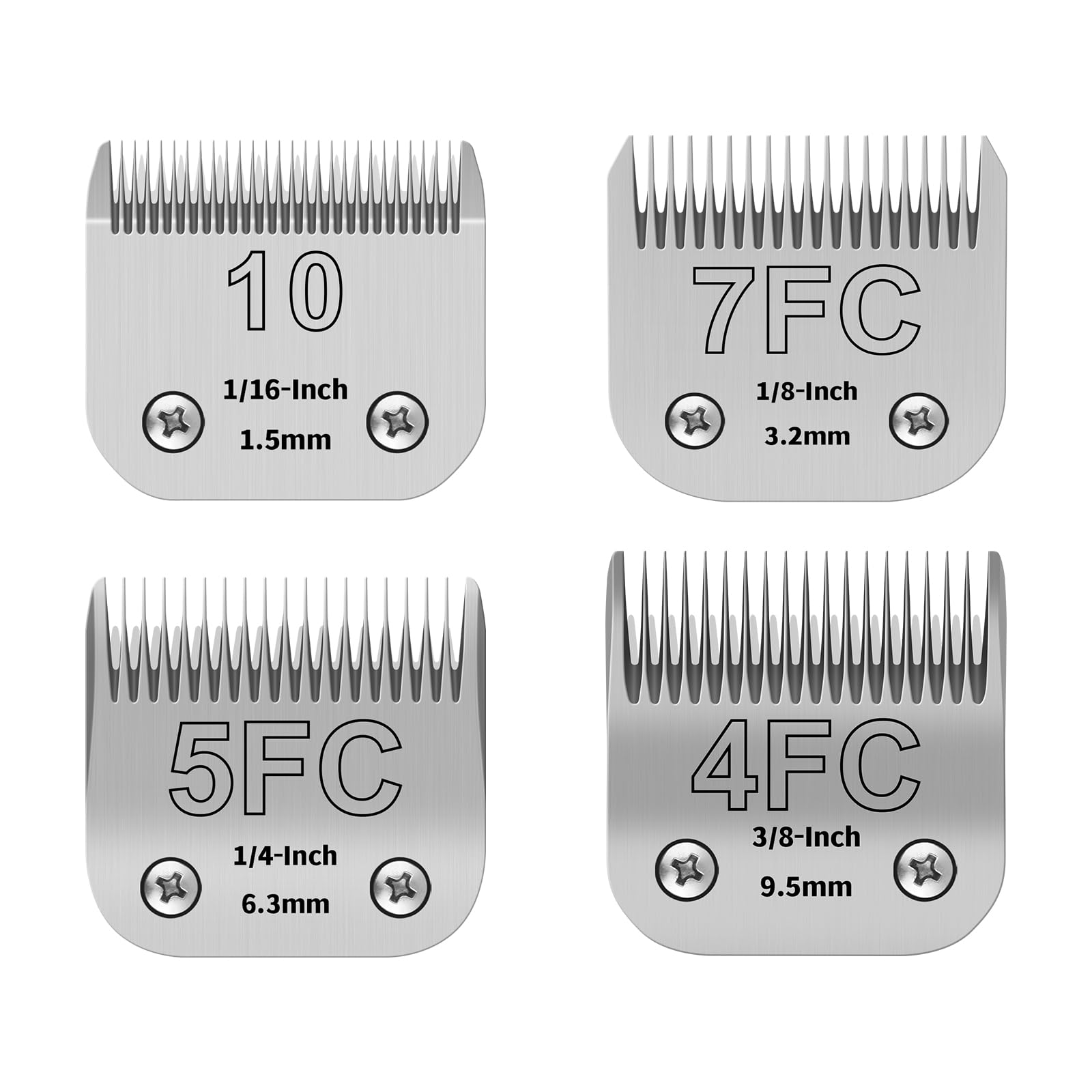 10+7FC+5FC+4FC Pet Dog Grooming Detachable Ceramic Blades Kit,Compatible with Andis,Oster A5,Wahl KM10 Clippers,Cut Length 1/16'