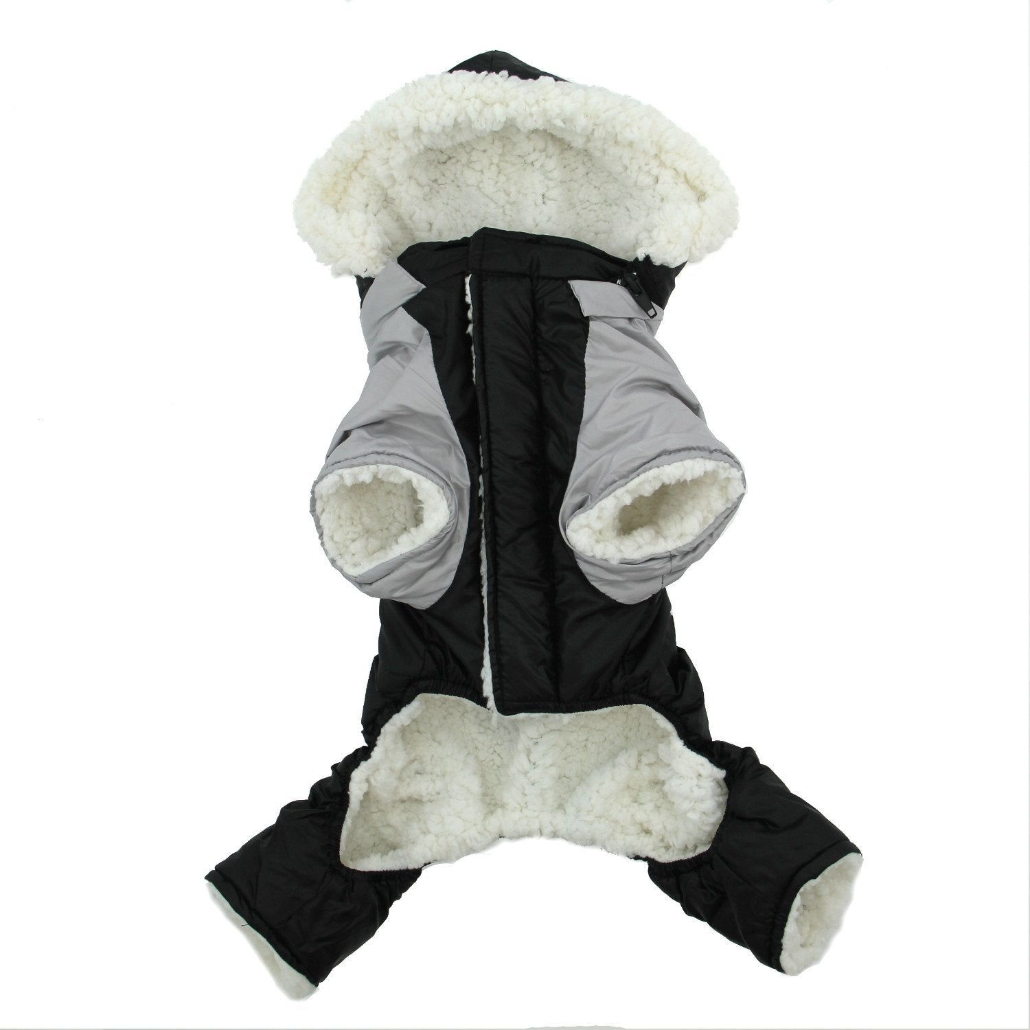 Dog Coat - 'Ruffin' It' Snowsuit - Black & Grey - Small (S)