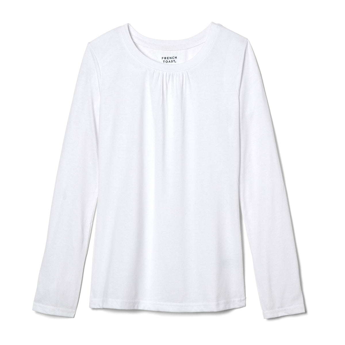 French Toast Girls Long Sleeve Crewneck Tee T Shirt, White, 2 Us