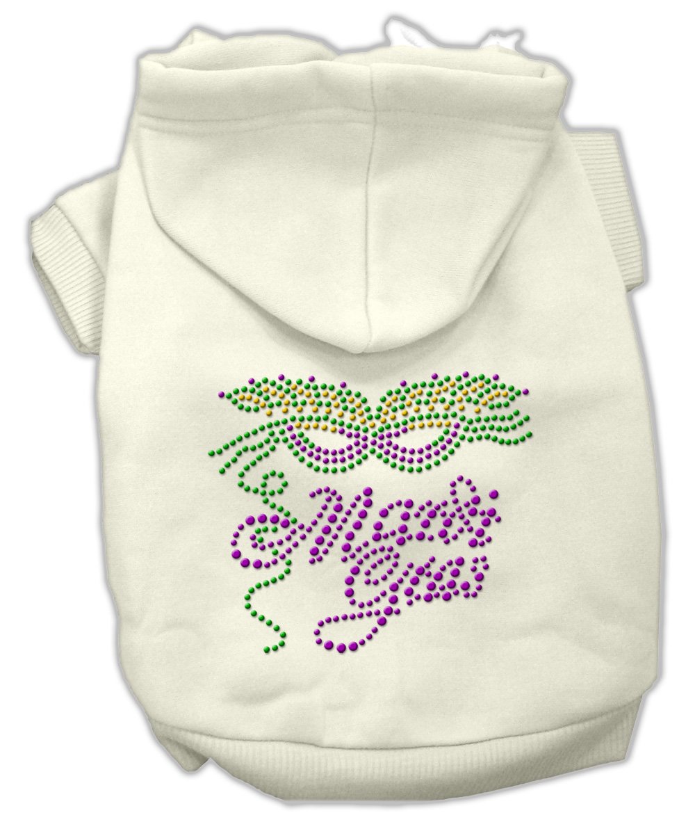 Mirage Pet Products Mardi Gras Rhine Stud Hoodies, Cream, Large/Size 14