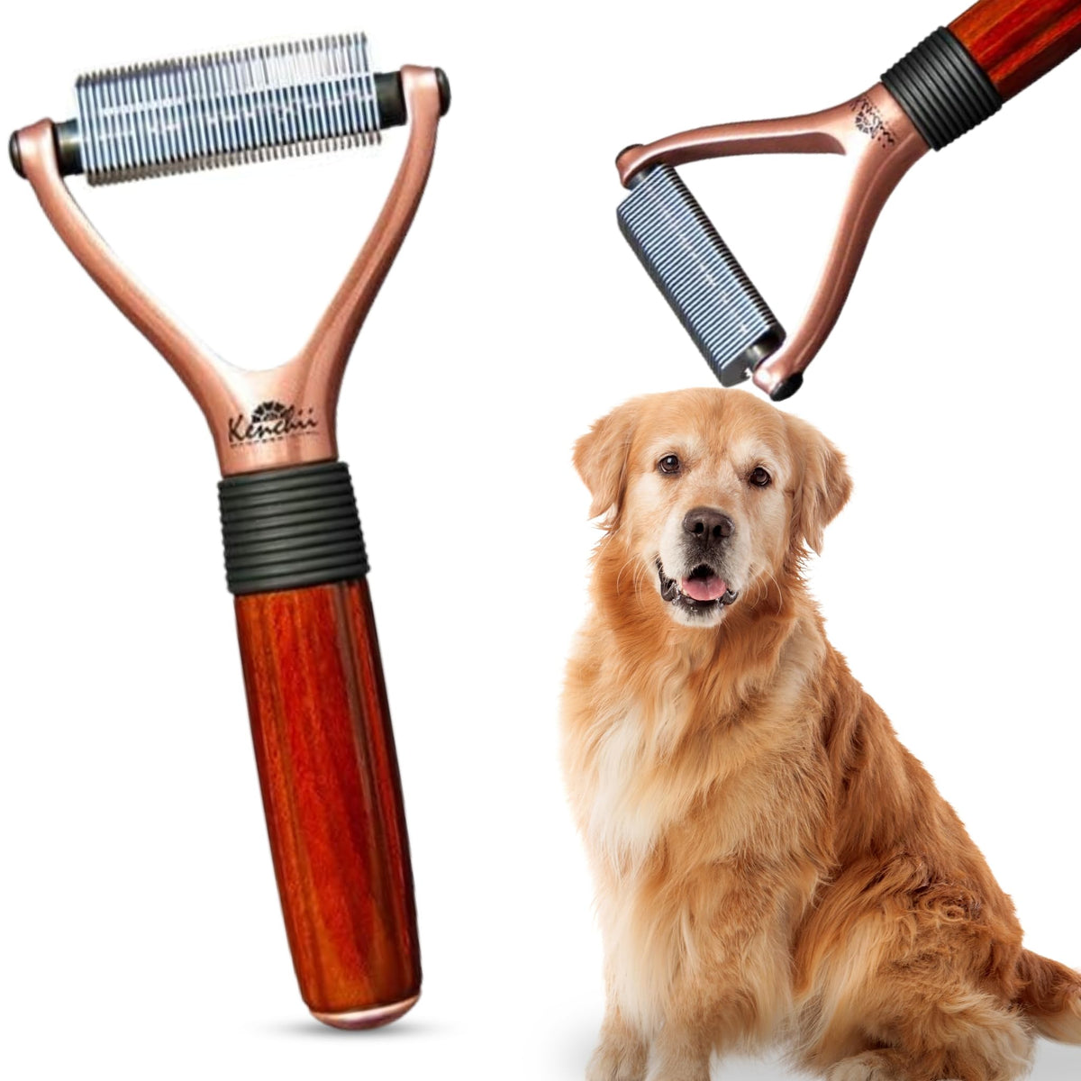 Kenchii Luxury Pet Grooming Rake - Enhance Your Pet'S Coat With Precision - Dematting Undercoat Rake For Dogs, Cats - Dog Brush For Shedding