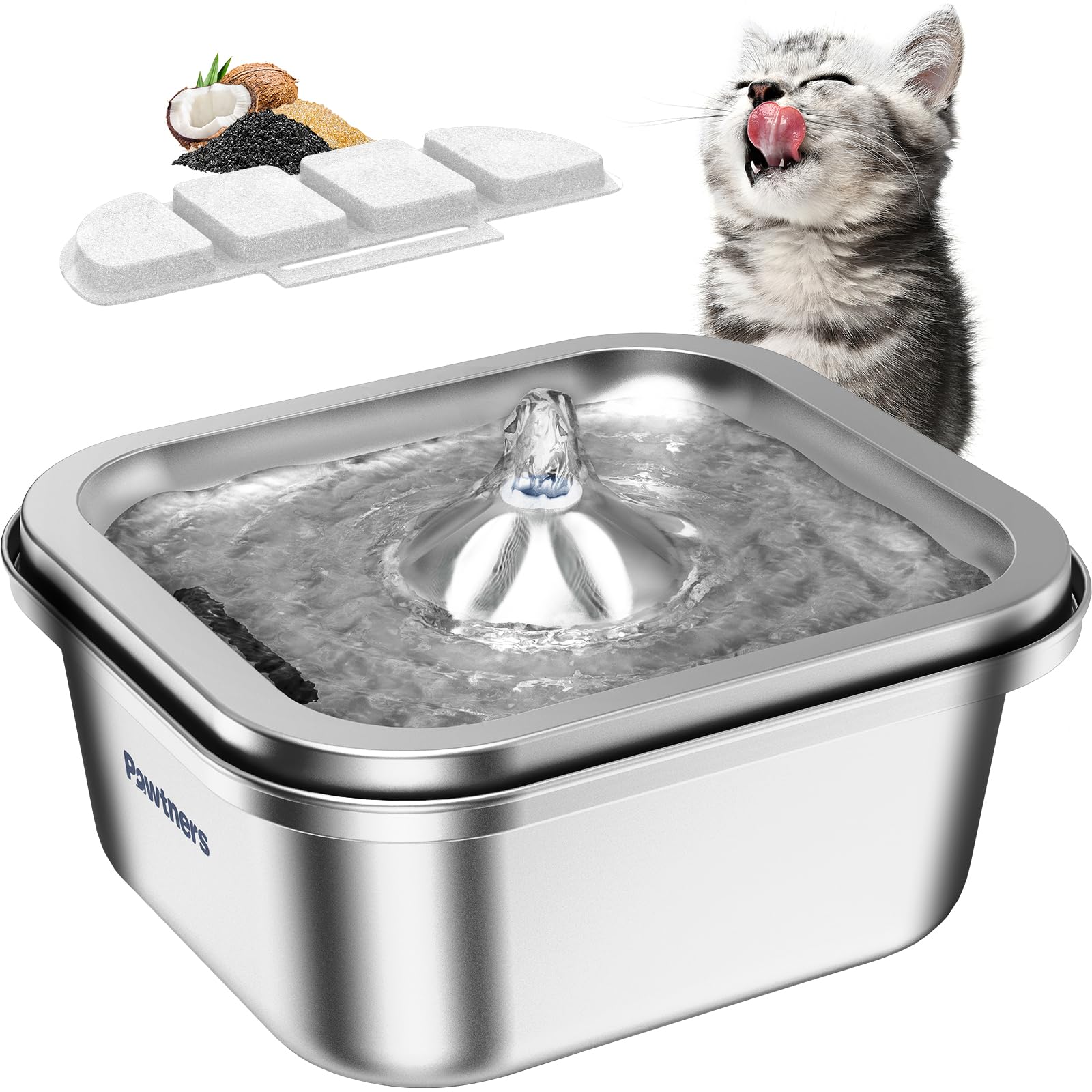 Cat Water Fountain Stainless Steel: 4L/140Oz Pet Fountain Water Bowl Indoor, Automatic Dog Drinking Dispenser, Cat Feeding Water