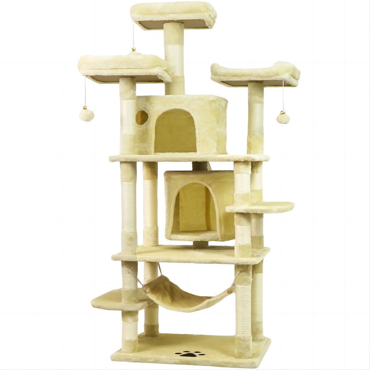 Negtte Cat Tree, Cat Tower With Sisal Scratching Posts, Cat Condo With Perches For Large Cats & Kittens Indoor (Beige, 003S)