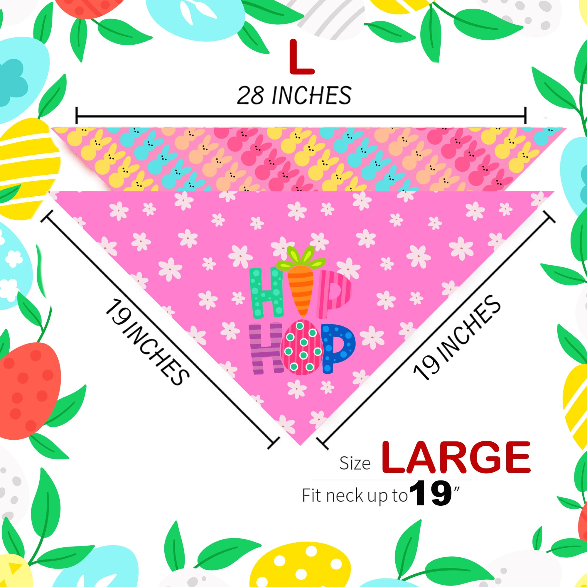 Easter Dog Bandanas 2 Pack, Hip Hop Egg Hunt Bunny Dog Scarfs For Boy And Girl, Pet Scarves For Easter Bandanas Bulk For Dogs La