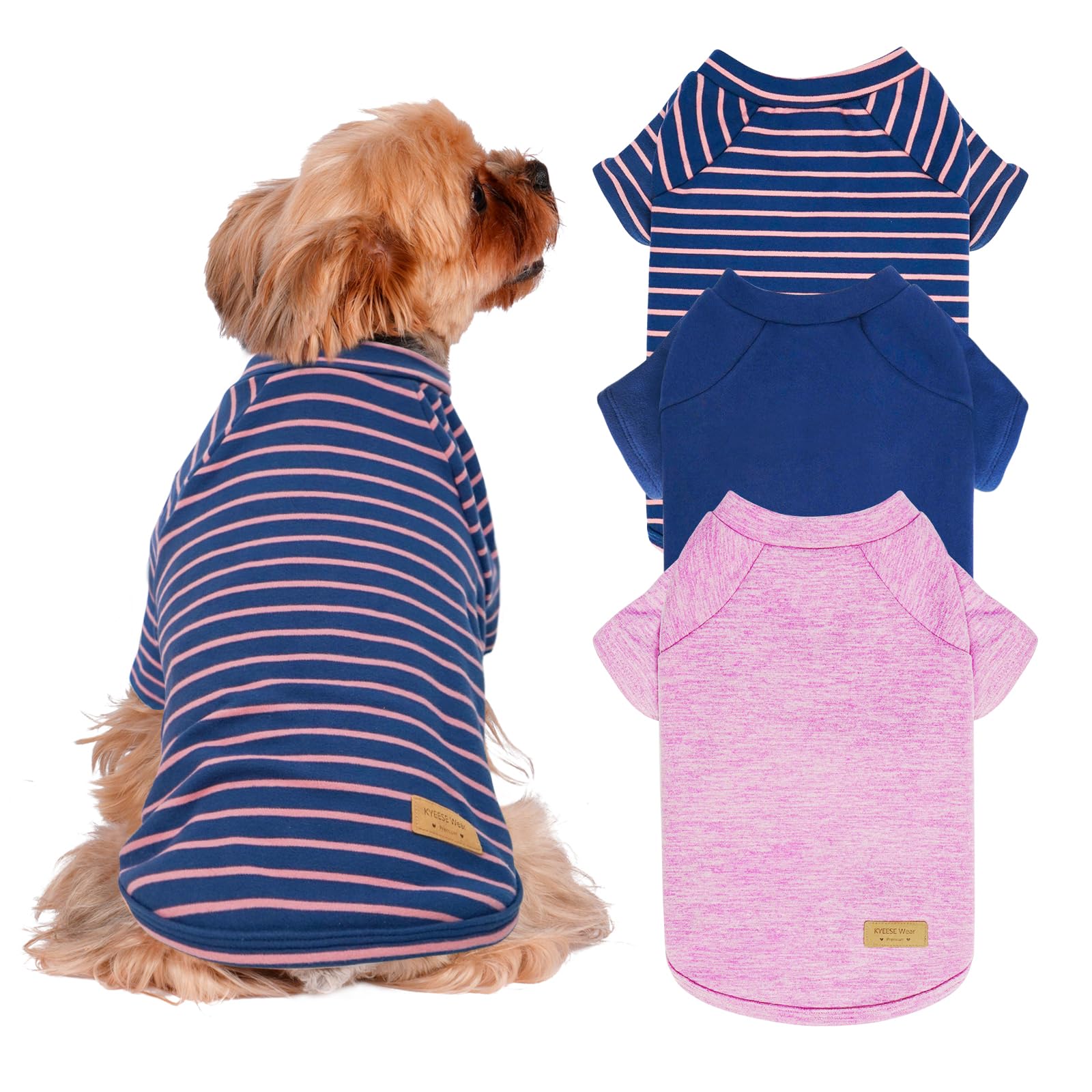 Kyeese 3Pack Dog Sweaters Pets Sweatshirt Comfort Fleece Pet Sweater Dog Sweaters For Small Dogs Male Stretchy Pet Sweaters For 