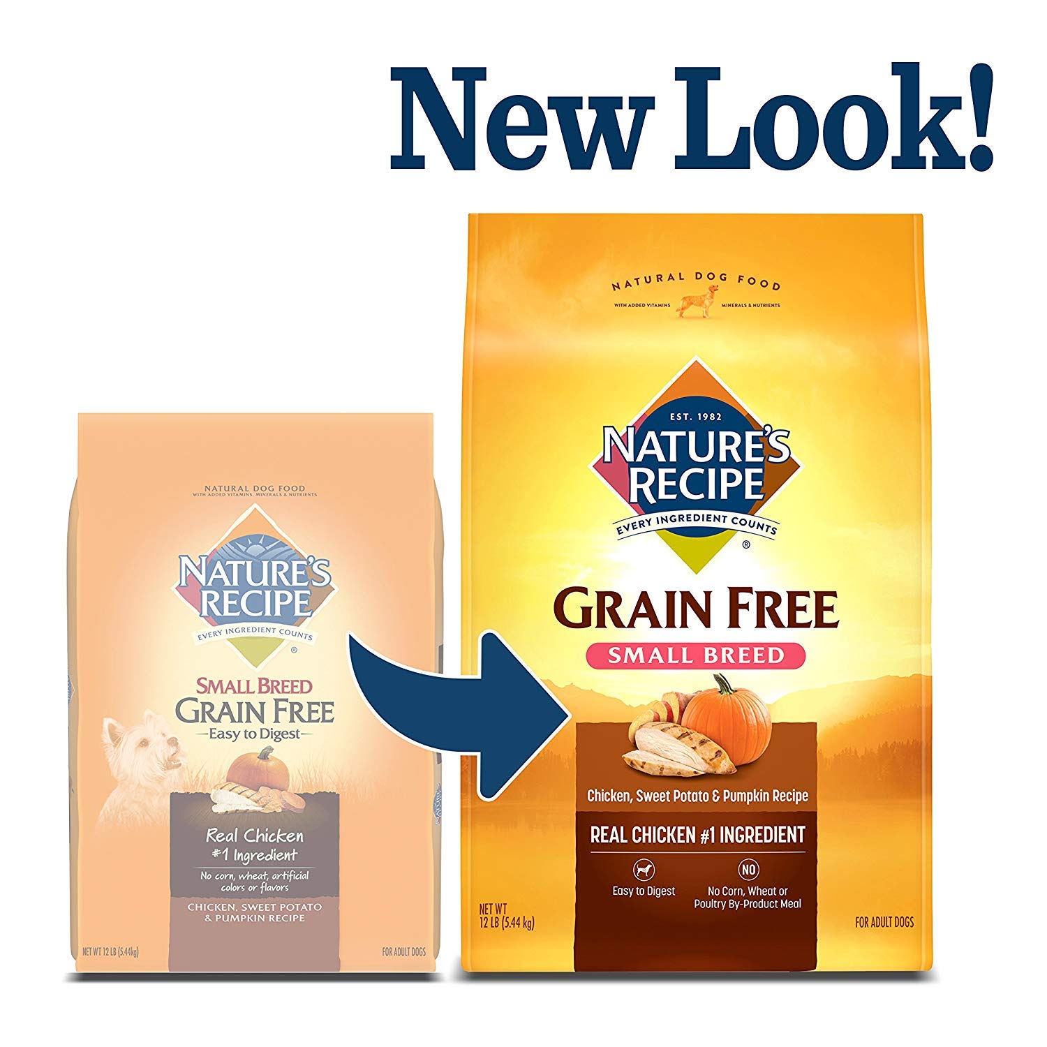 Natures Recipe Grain Free Small Breed Dry Dog Food, Chicken, Sweet Potato & Pumpkin Recipe, 4 lb. Bag
