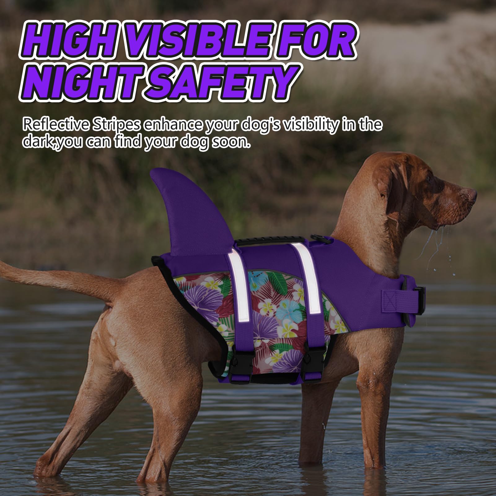 Doglay Dog Life Jacket Shark - Ripstop Vest For Swimming Boating With High Buoyancy And Rescue Handle, Adjustable Pet Flotation