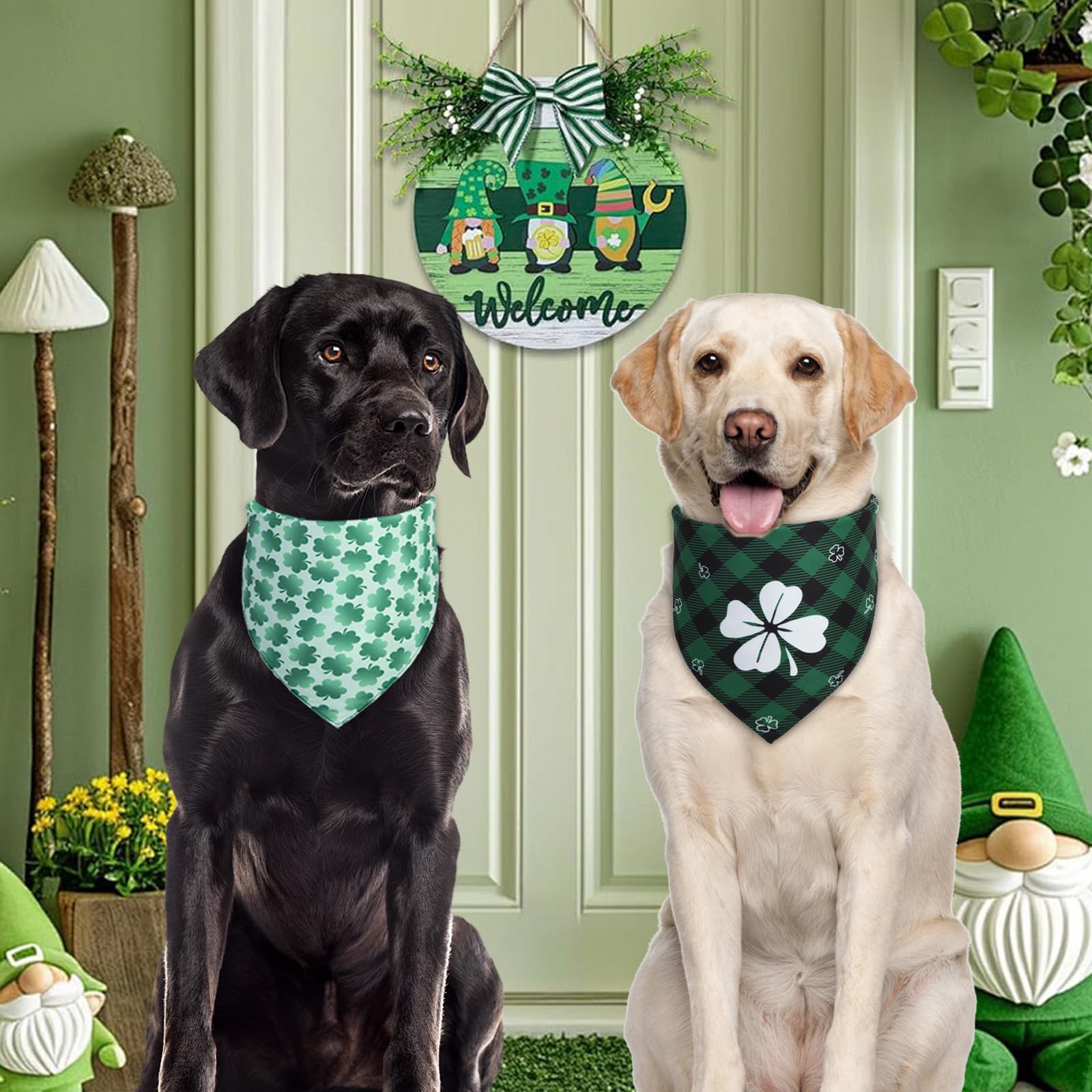 QUQULE St. Patrick's Day Dog Bandana Small 1PCS, Green Scarf for Boy and Girl, Durable Triangle Reversible Bibs Handkerchief for