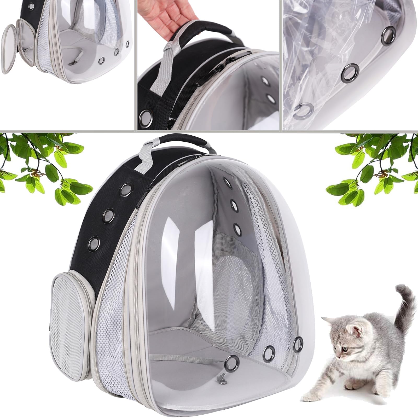 Front Expandable Large Cat Backpack Carrier, Fit Up To 20 Lbs, Space Capsule Bubble Window Pet Carrier Backpack For Large Fat Ca