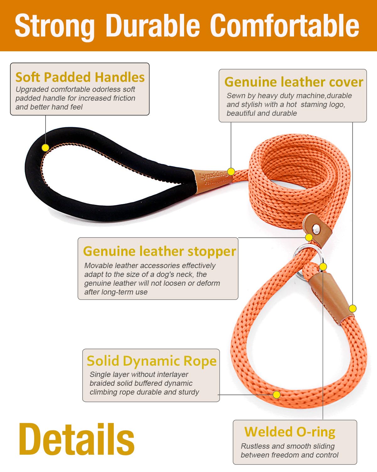Lynxking Dog Leash Slip Lead 5 6 8 Ft Dog Training Leash Strong Heavy Duty Braided No Pull Training Lead Leashes For Small Mediu