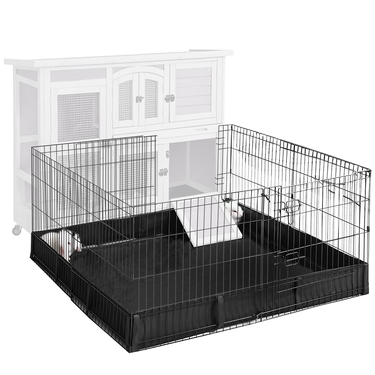 Aivituvin 47' Two Story Rabbit Hutch Bunny Cage With Wheels, Indoor Outdoor Guinea Pig Cage With 2 Deep No Leak Tray