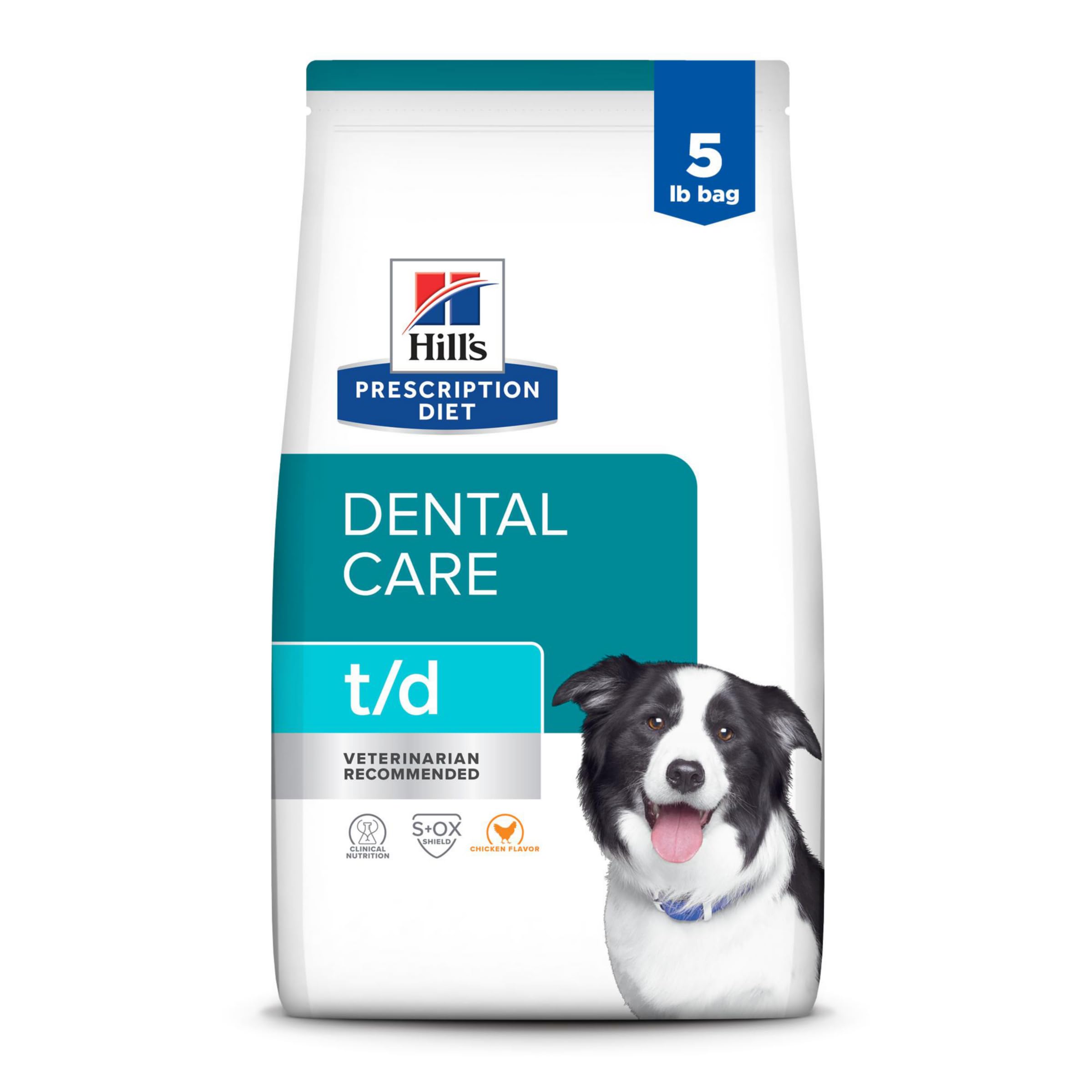 Hills Prescription Diet t/d Dental Care Chicken Flavor Dry Dog Food, Veterinary Diet, 5 lb. Bag