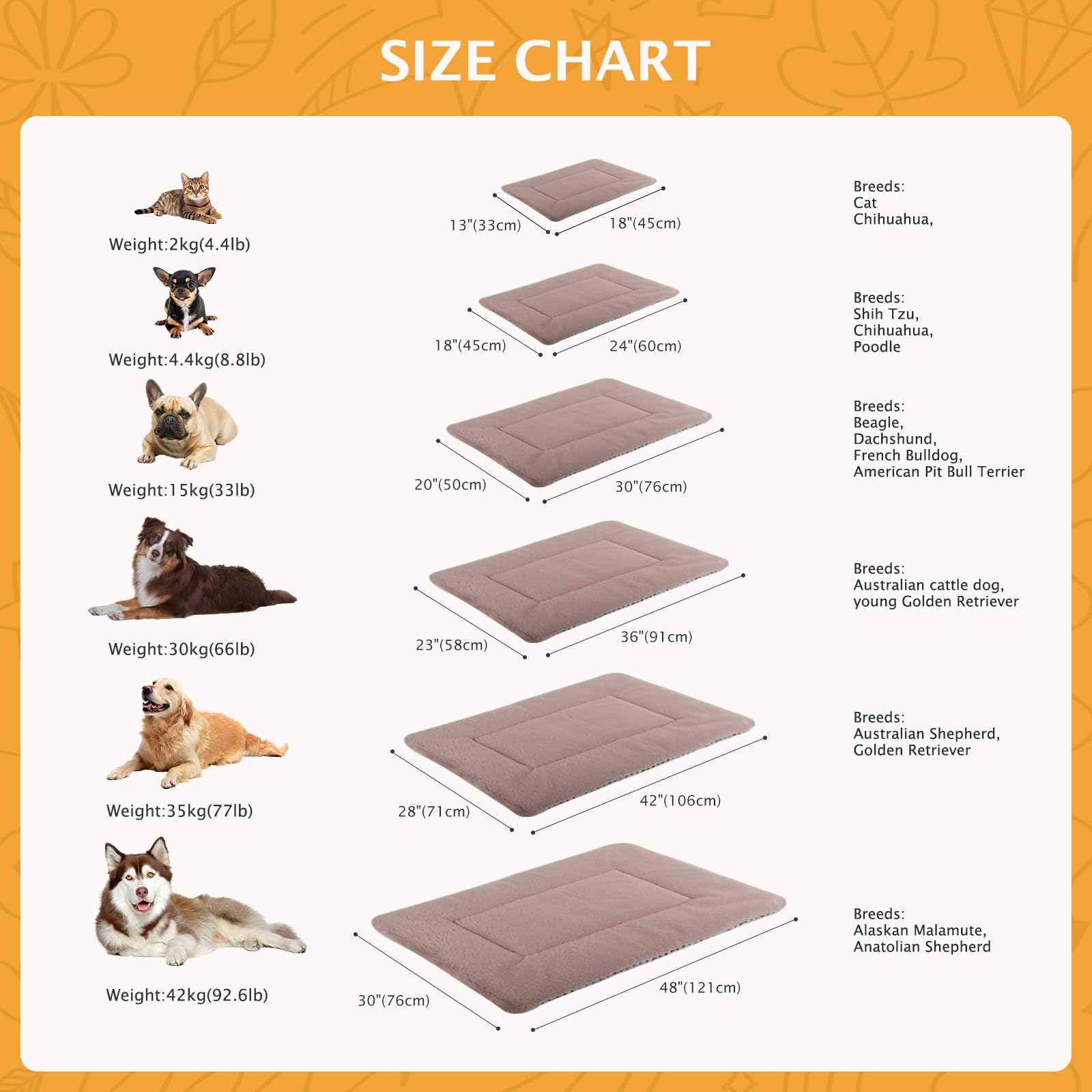 Vetasac Dog Bed Mat, Soft And Warm Pet Cushion, Dual Purpose Washable Mattress Bed For Small Medium Large Dog And Cat Sleeping Xb004 (36'X23', Khaki)