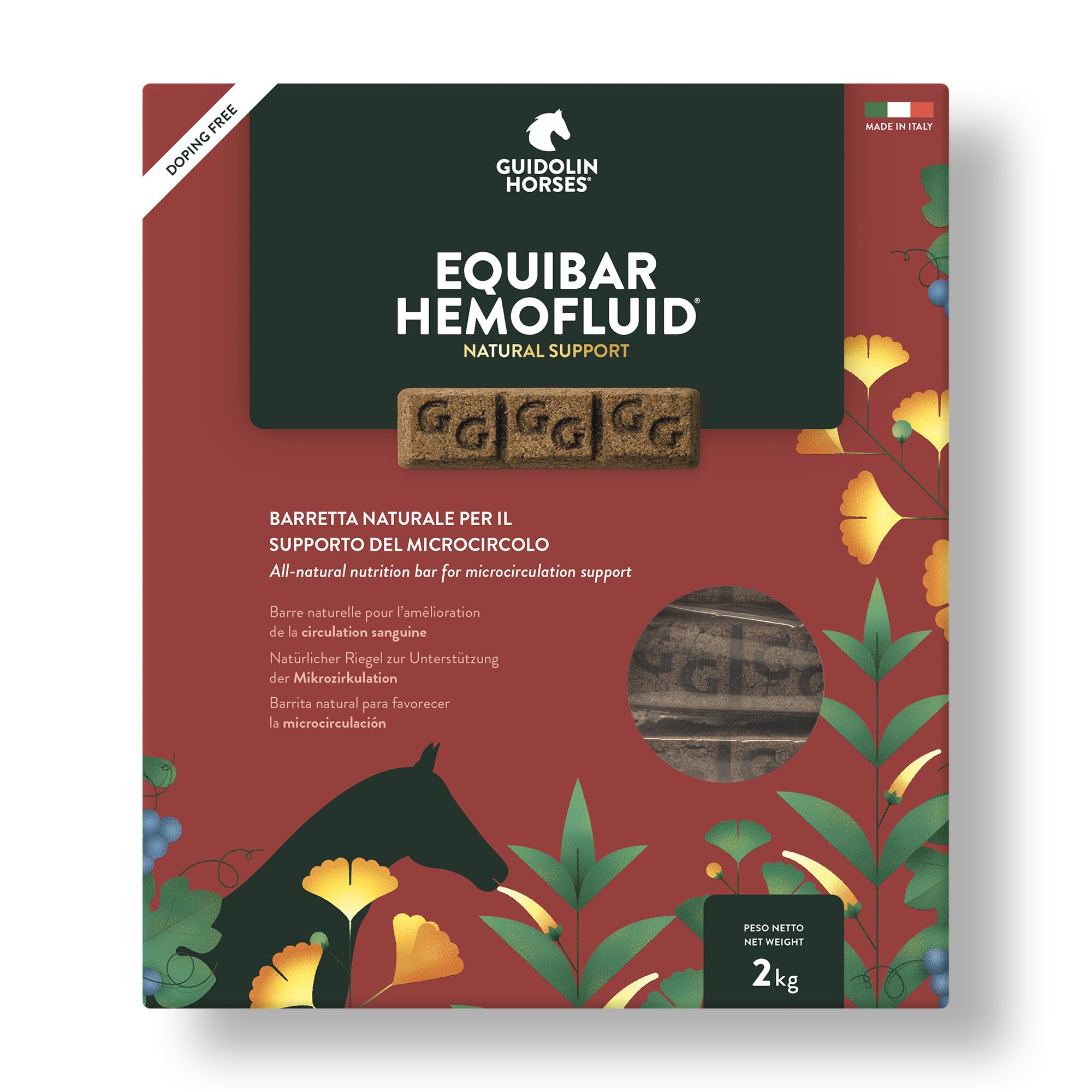 EQUIBAR Hemofluid: All-Natural Nutrition bar for All Classes of Horses to Support microcirculation, Dermatitis and Insect or Bug