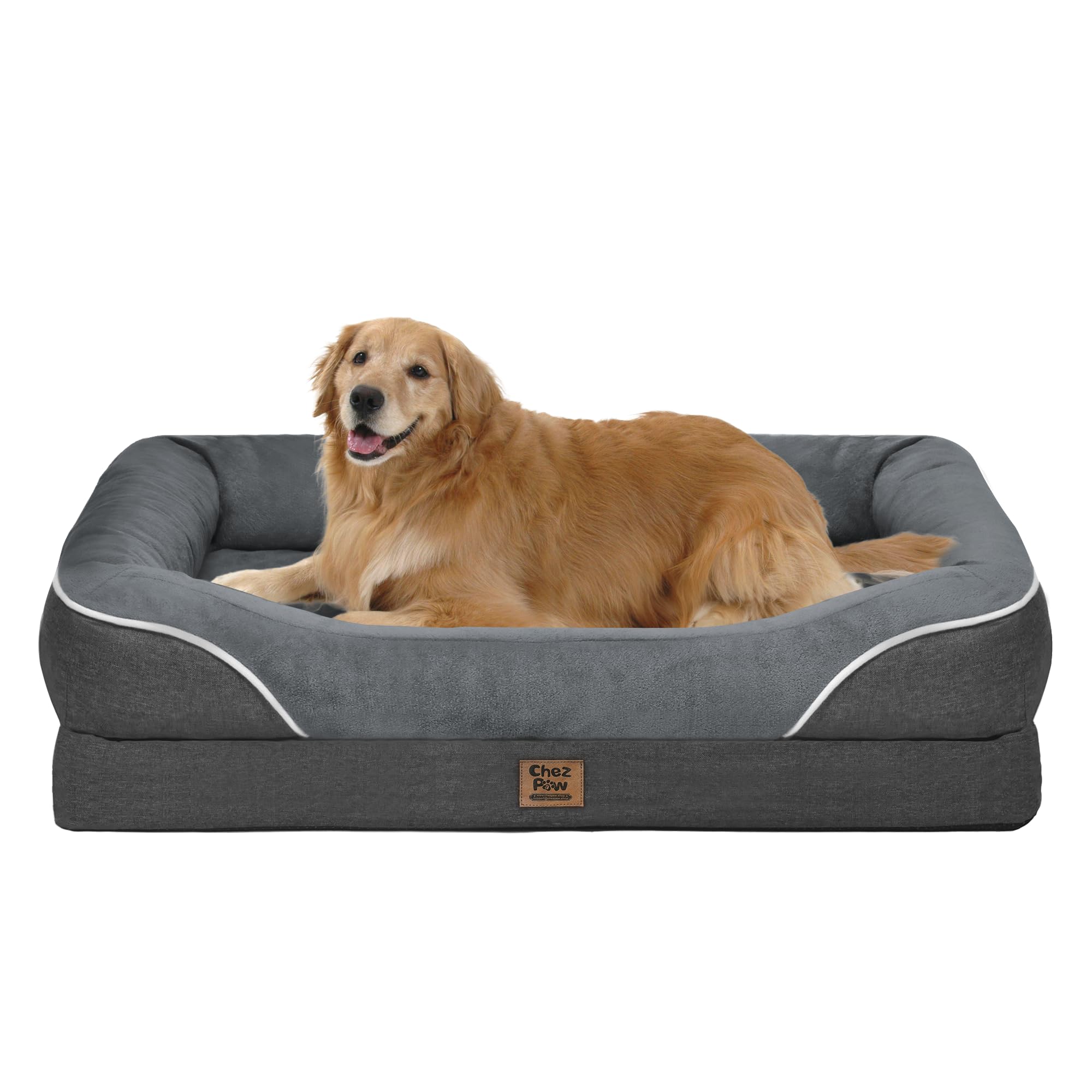 Washable Orthopedic Large Dog Bed - Removable Orthopedic Foam Dogs Beds With Bolsters Waterproof Large Dog Bed And Non-Slip Bott