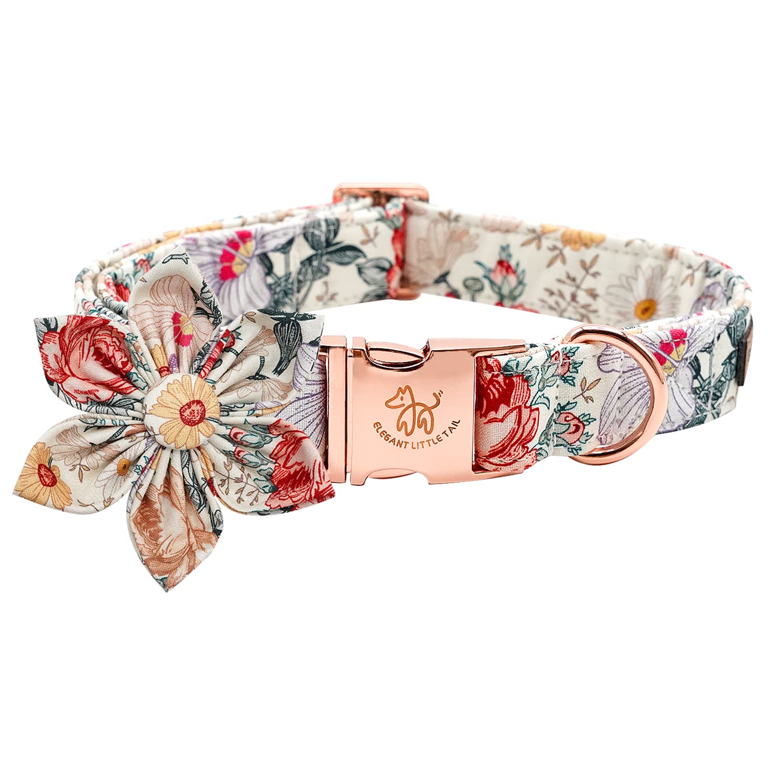 Elegant Little Tail Vintage Floral Dog Collar With Flower, Girl Comfortable Dog Flower, Dog Collar Flower Adjustable Dog Collars
