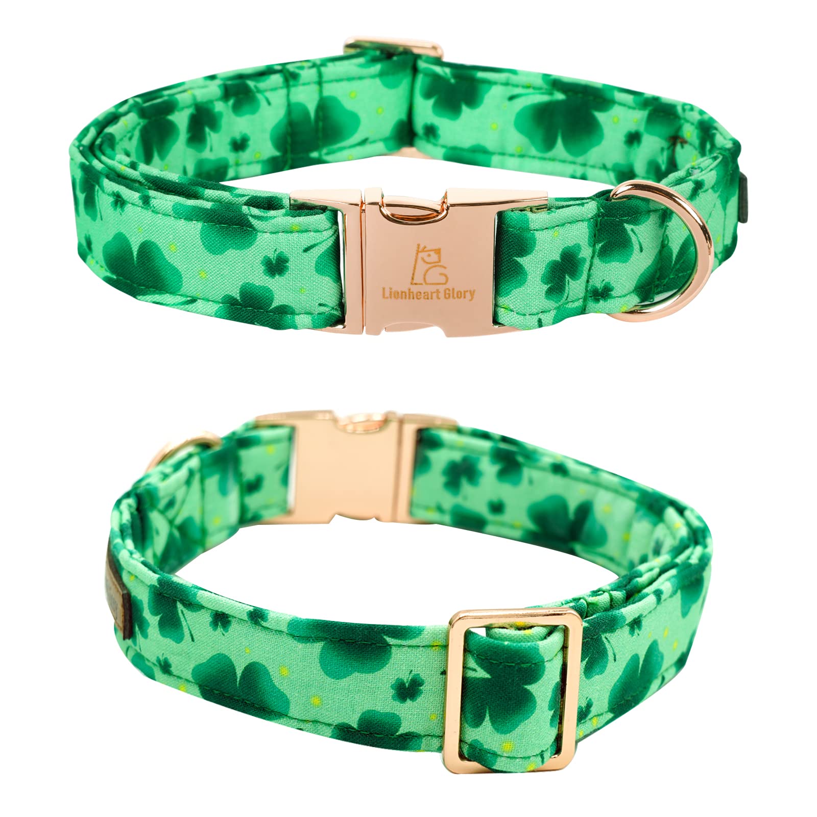 Lionheart Glory St. Patrick'S Day Dog Collar, Green, Cotton, Unique Design, Handmade Bow, Multiple Sizes, Xs, Small Dog