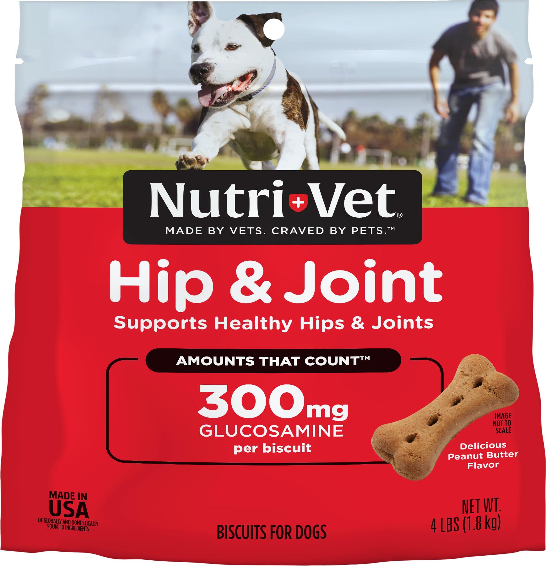 Nutri-Vet Hip & Joint Biscuits for Dogs, Dog Hip & Joint Supplement, Functional Treat, Large Sized Biscuit, 300mg of Glucosamine