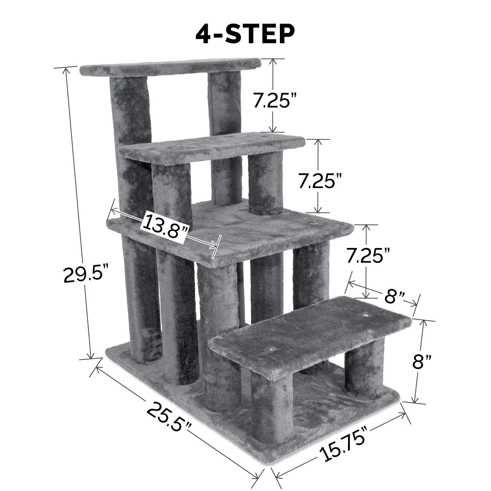 Furhaven Steady Paws Multi-Step Pet Stairs For High Beds & Sofas - Gray, 4-Step