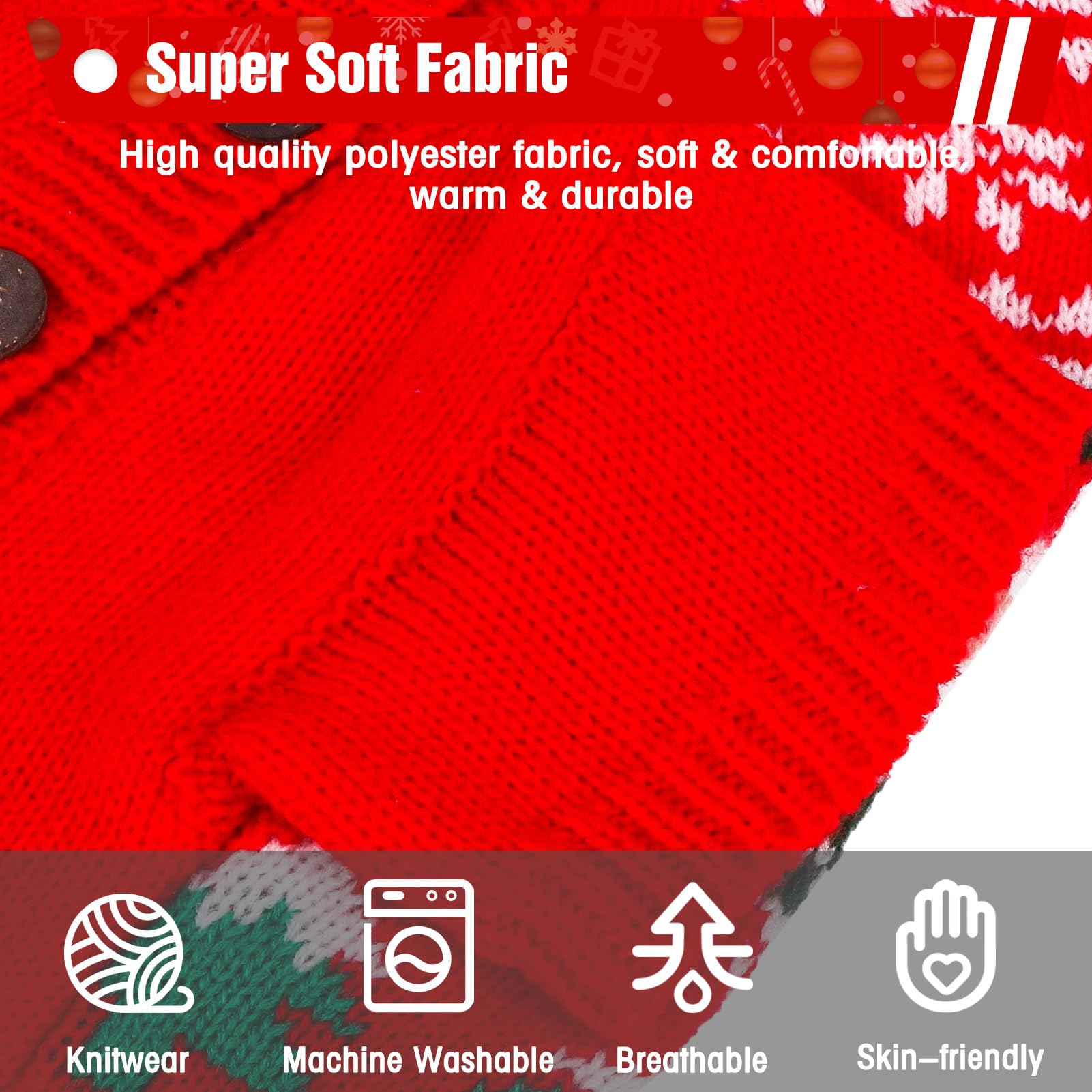 Expawlorer Christmas Sweater - Stylish Knitted Outfit For Cats, Soft Clothes, Knitwear Xmas Sweater With Sleeve, Warm Apparel Fo