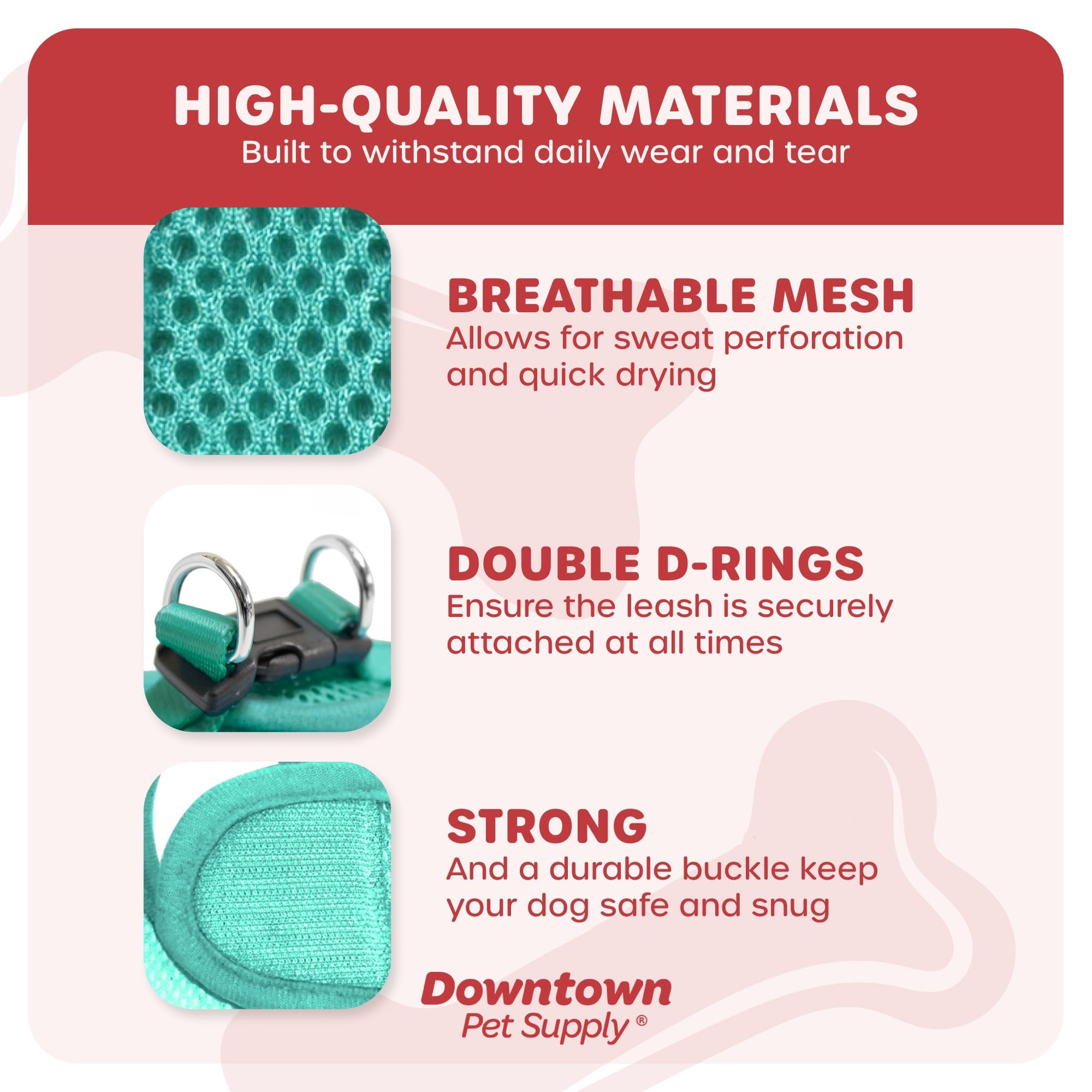 Downtown Pet Supply Step In Dog Harness For Small Dogs No Pull, Medium, Bermuda Blue - Adjustable Harness With Padded Mesh Fabri