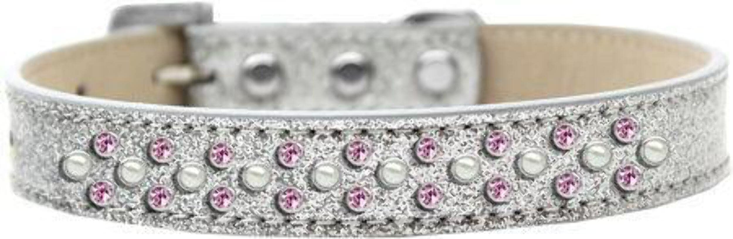 Mirage Pet Products Sprinkles Ice Cream Dog Collar with Pearl and Light Pink Crystals, Size 12, Gold