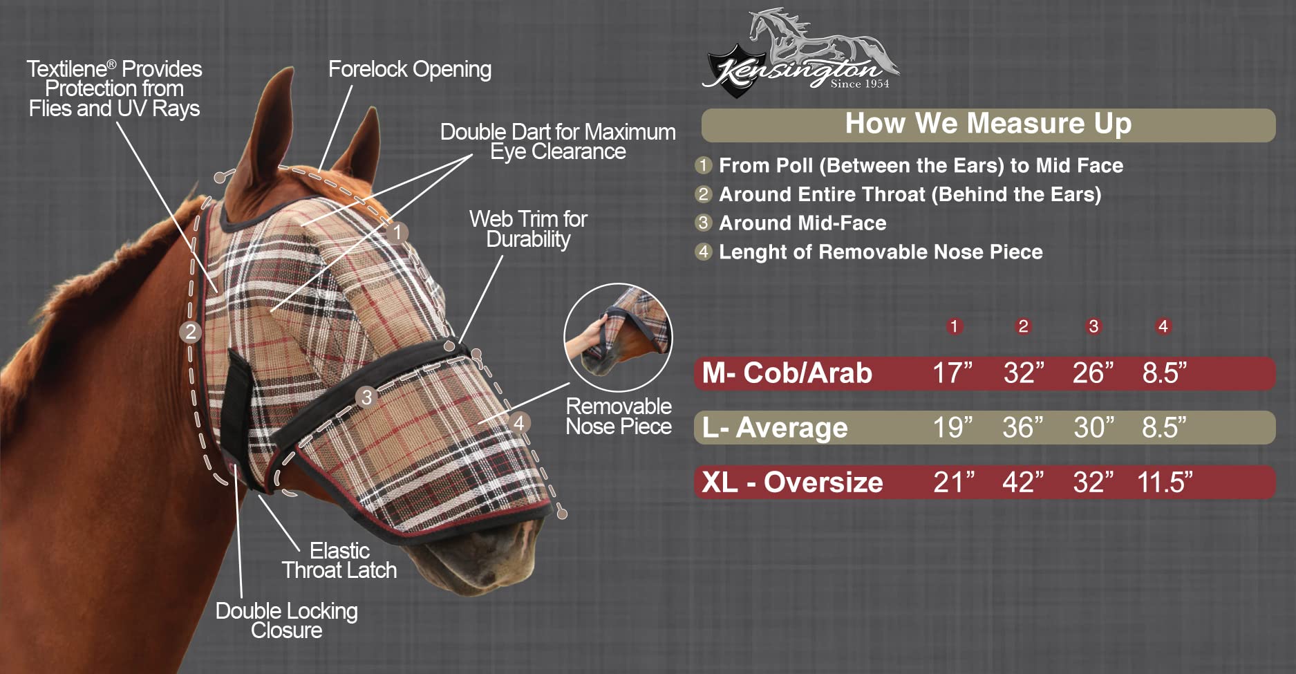 Kensington Signature Fly Mask w/Removable Nose (XL-Lrg.Horse, 2021 - Atlantis)