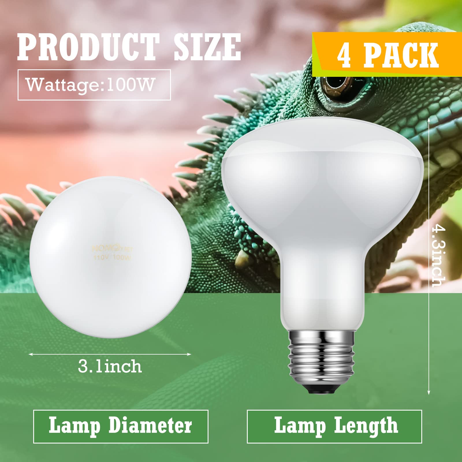 8 Pcs Reptile Heat Lamp Basking Spotlight Bulbs, Basking Heat Lamp Bulbs For Reptiles Uva Reptile Light Fixture Terrarium Heat L