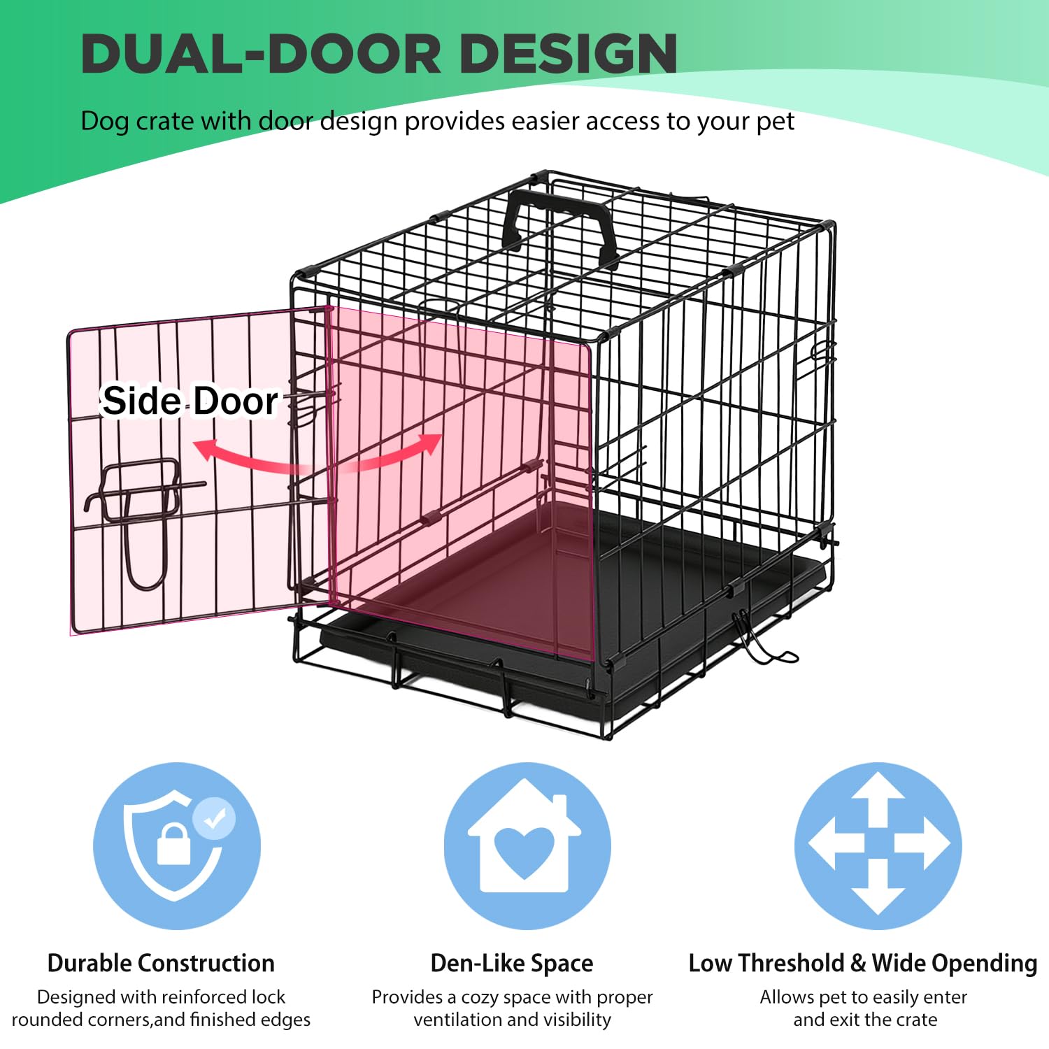 BestPet | Dog Crate | 18 | Black | Foldable Metal Kennel with Single Doors, Secure Slide-Bolt Latches, Leakproof Tray | Portable