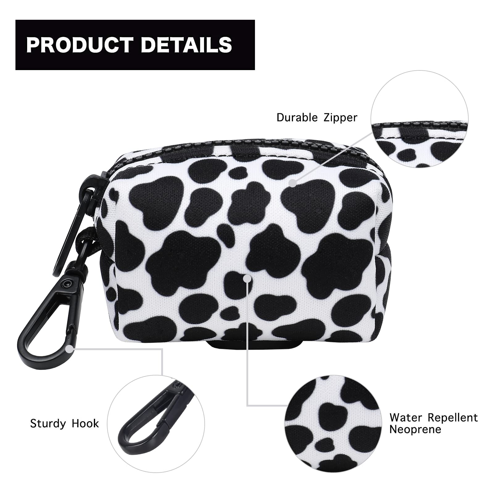 Petmolico Dog Poop Bag Holder Leash Attachment, Dog Waste Bag Dispenser Zippered Pouch, Fits Any Dog Leash, Includes Free Roll o