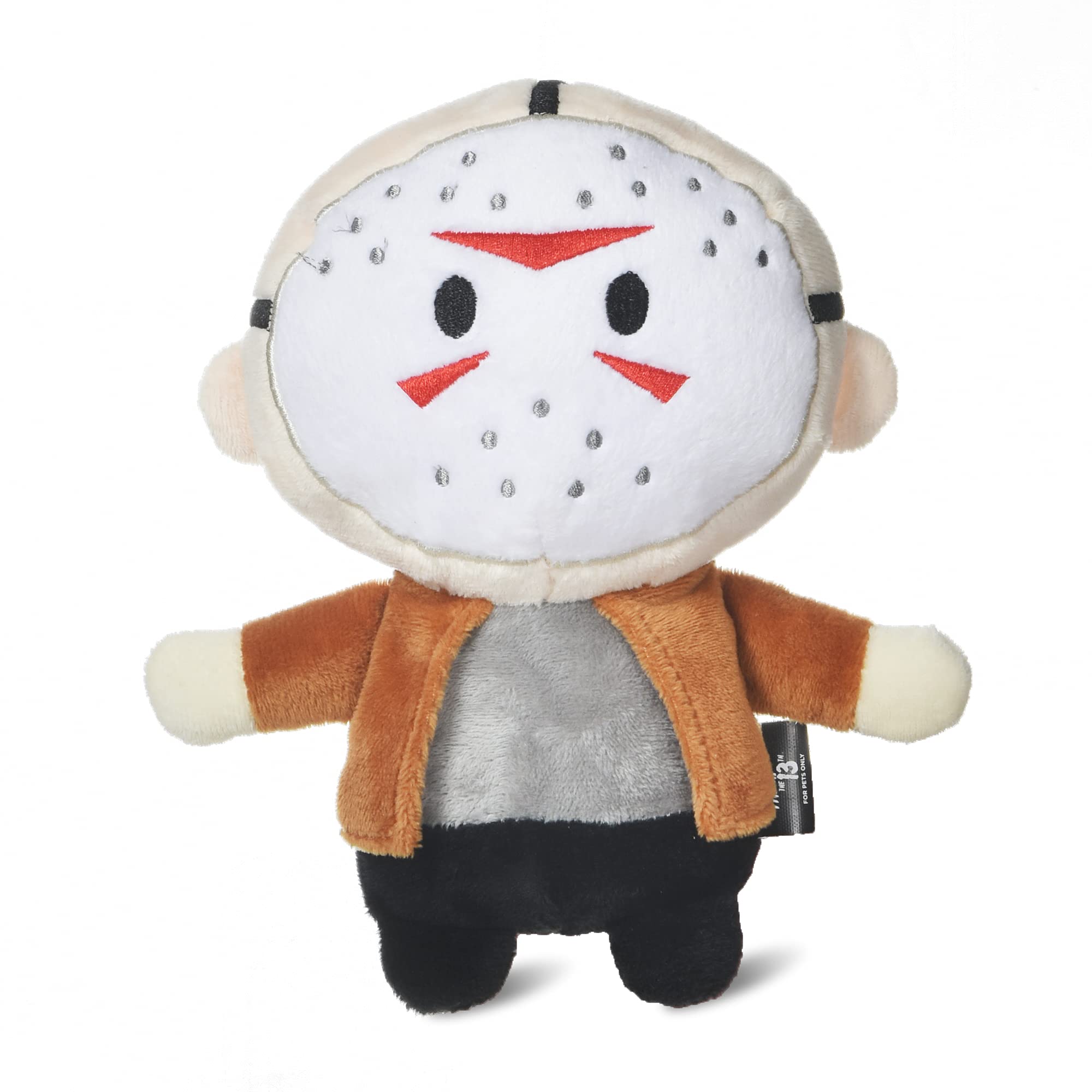 Warner Bros Horror Movies Friday The 13Th Jason Voorhees Figure Plush Dog Toy | Medium Dog Toy From Friday The 13Th Collection | Squeaky Dog Toy Halloween Dog Chew Toy, 6 Inch