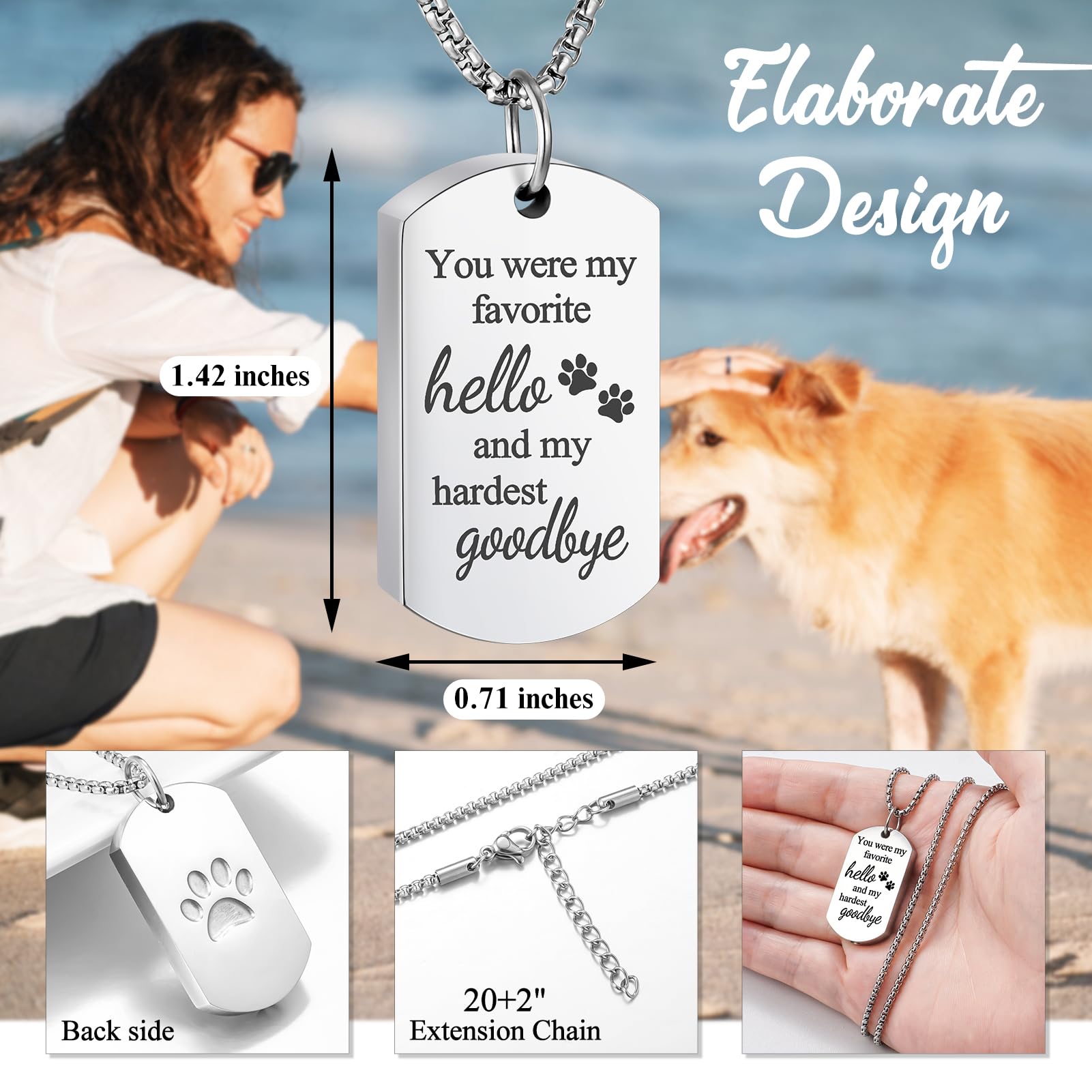 Abooxiu Pet Tag Urn Necklace For Ashes Dog Urn For Ash Cremation Jewelry For Ashes Pet Ashes Necklace Dog Ashes Necklace Pet Urn