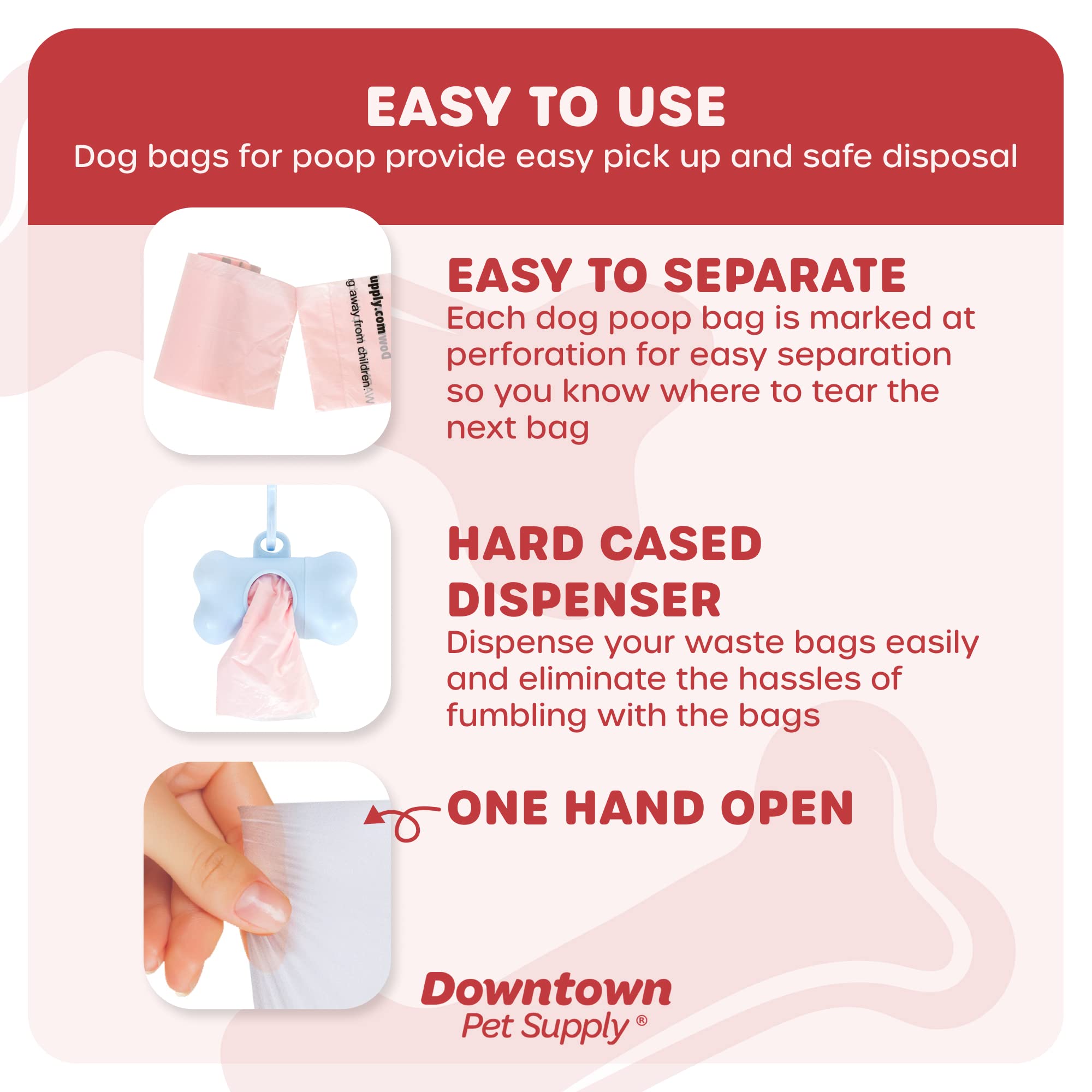 Downtown Pet Supply Scented Poop Bags for Dogs with Dispenser, 1000 Count - Leak-Proof Dog Waste Bags and Bone-Shaped Dog Poop B
