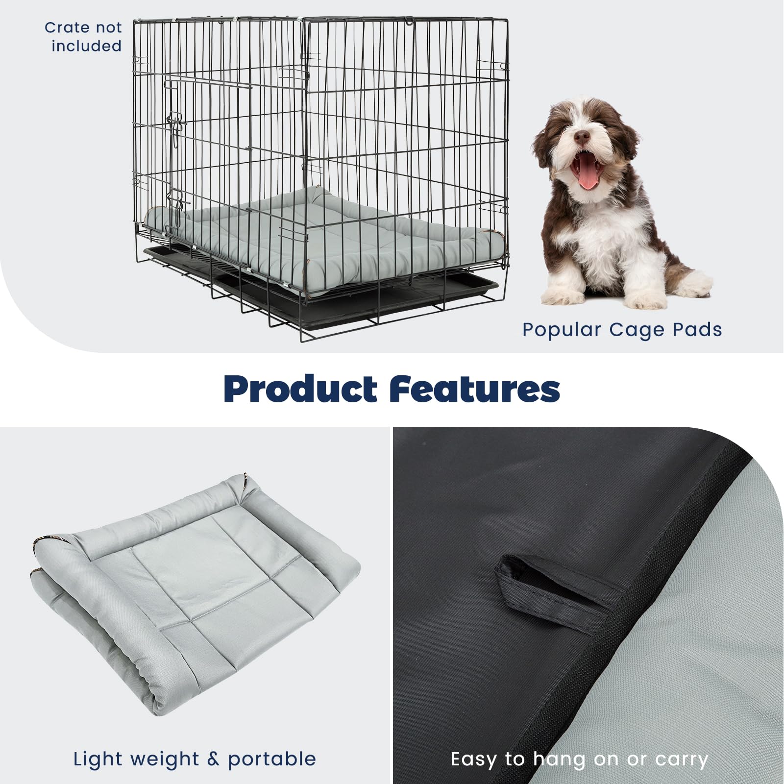 Miguel Outdoor Waterproof Dog Bed For Metal Dog Crates Water-Resistant Ripstop Oxford All Weather Pet Mat Durable Easy Wipe Clean Travel Indoor Outdoor Puppy Cat Bed(36Inch Dog Crate,Gray)