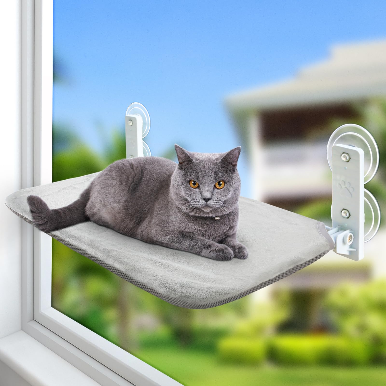 Sunhoo Cat Window Hammock Perch Cordless Perches Window Sill Seat Bed Foldable Stable Lounger Upgraded Suction Cup Easy Assembly